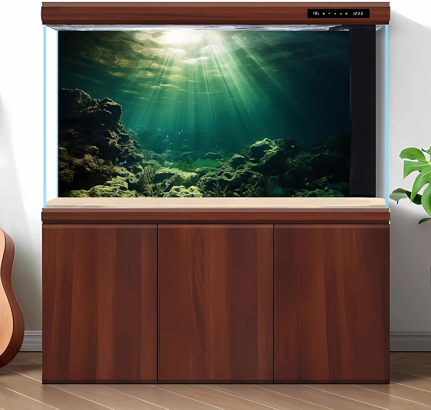 Under The Sea Aquarium Background Underwater Fish Tank Background Ocean Floor Rock Cave Sunray Terrarium Backgrounds Tropical Fish Ocean World Aquarium Reptile Tank Backgrounds 72x24in
