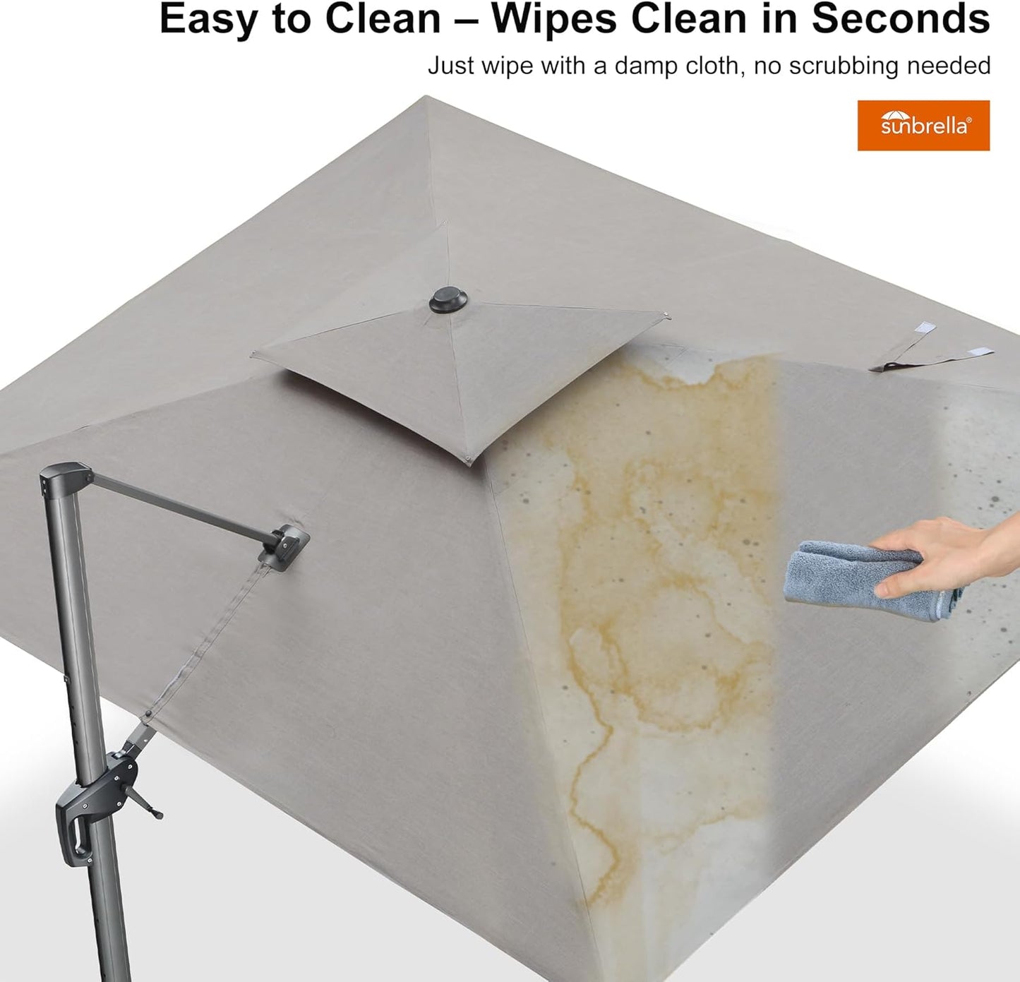 PURPLE LEAF Patio Umbrella 10' X 13' Outdoor Cantilever Umbrella Large Rectangle Double Top Heavy Duty Offset Umbrella with 360-Degree Rotation for Pool Garden Deck Cast Ash