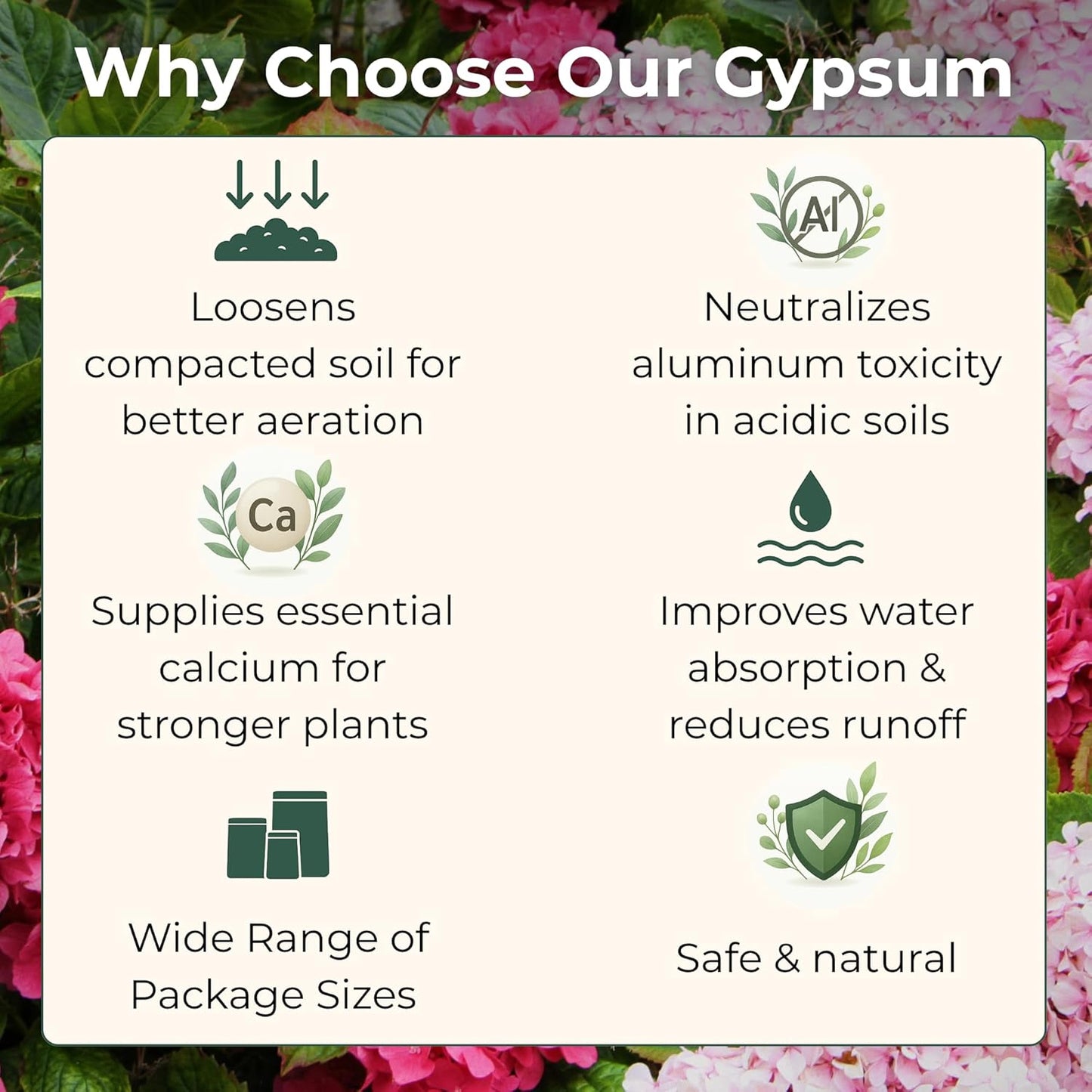 Gypsum for Soil - Calcium for Plants - Gypsum Fertilizer for Gardening, Lawn & Vegetables - Calcium for Garden (4 qts. - 8 lbs.)