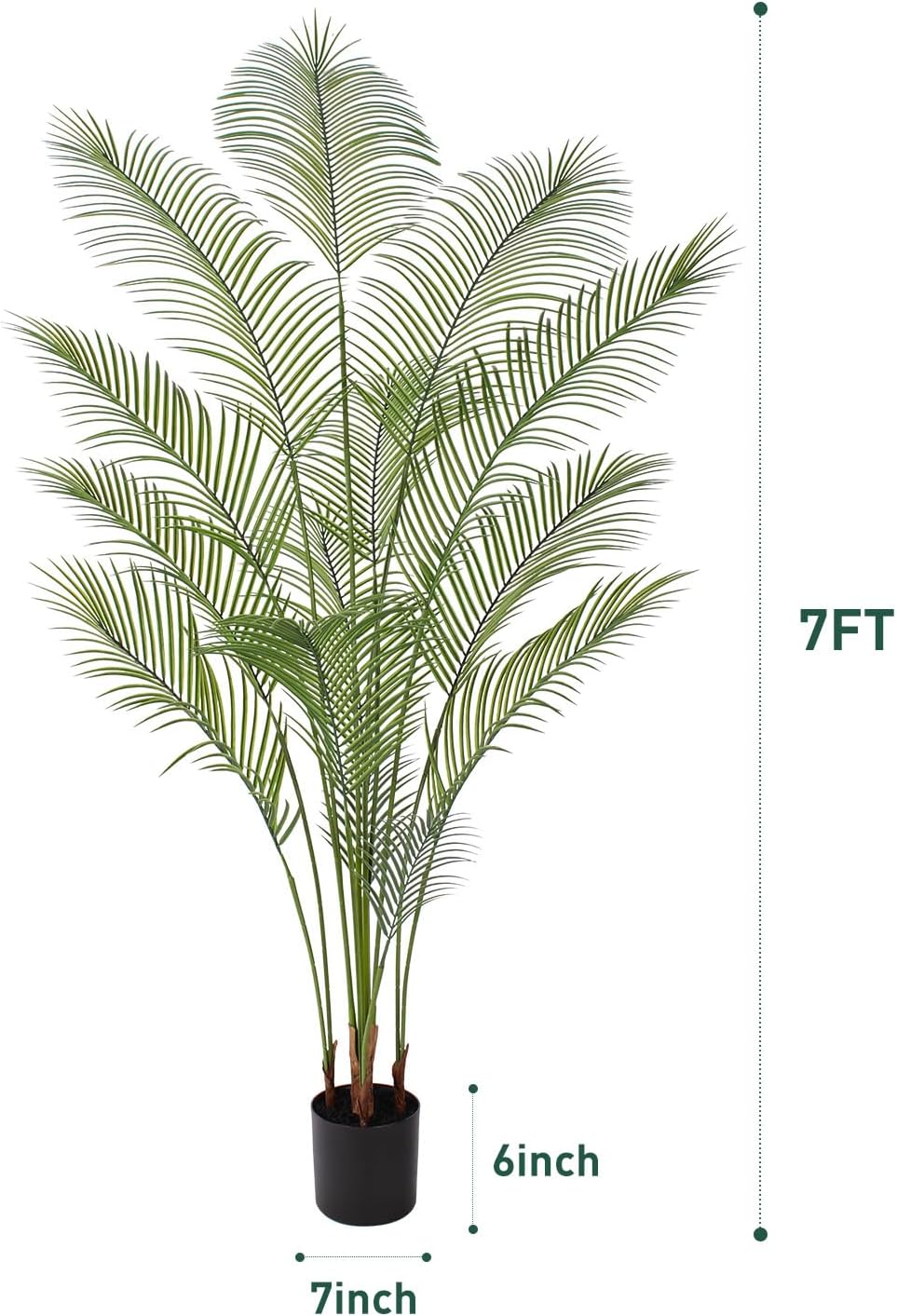 Artificial Palm Tree 7FT Tall Faux Palm Tree Indoor Fake Plants Faux Tropical Plant, UV Resistant & Maintenance Free Indoor/Outdoor Fake Tree in Pot for Home Office Living Room Patio Decor