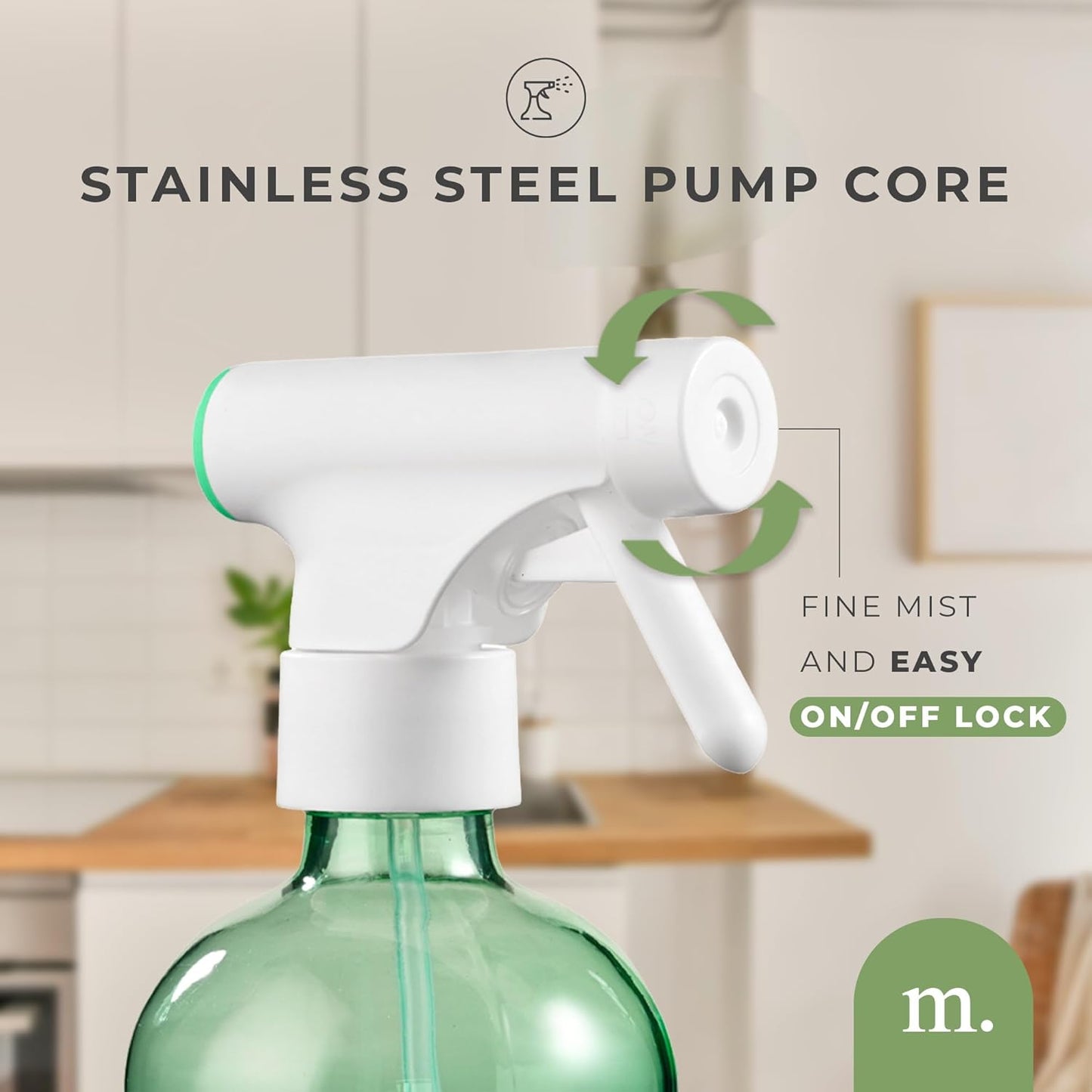 MaisoNovo Spray Bottle for Plants - 16.9 fl oz Green x 2 with 16 Labels