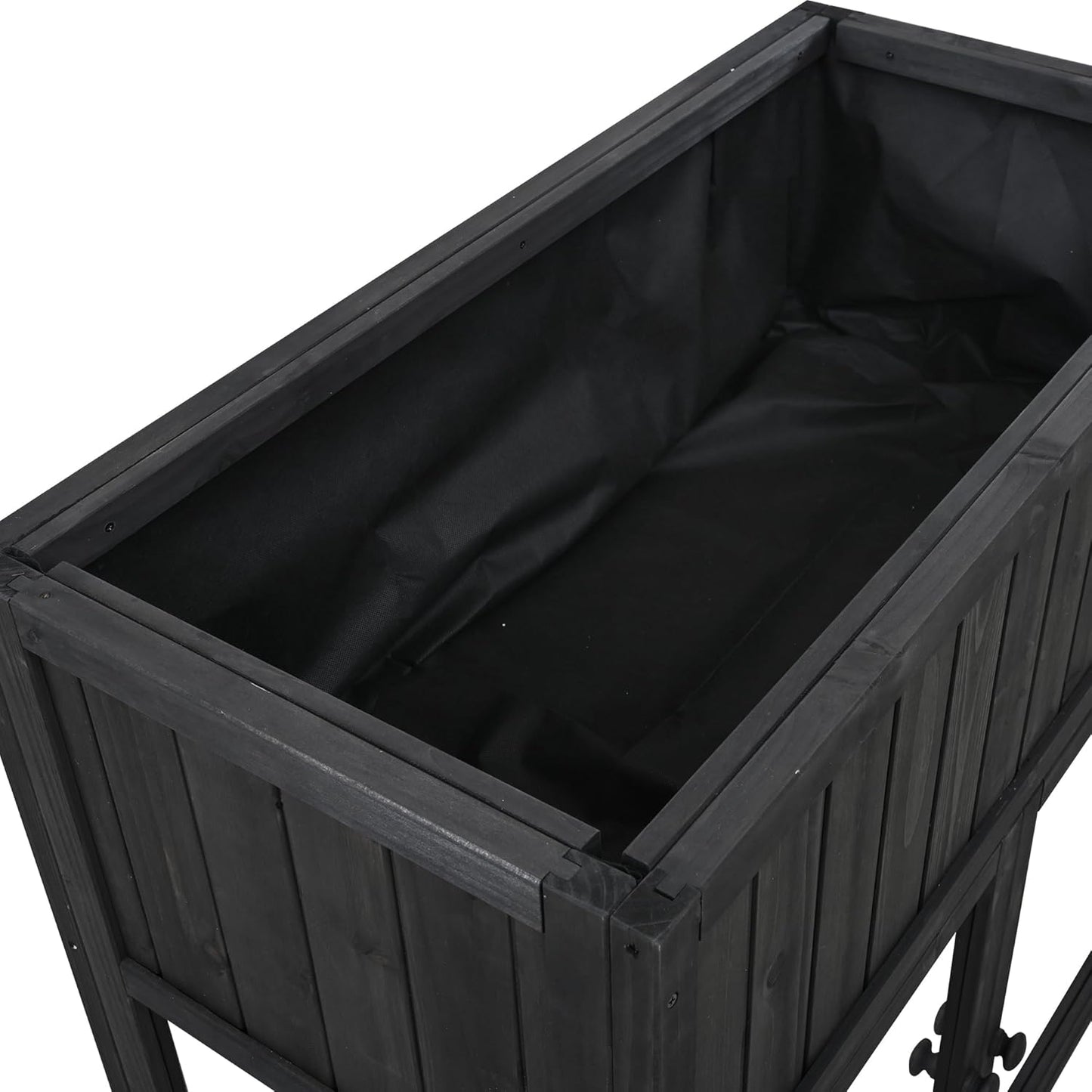 Patio Mini Wood Cold Frame,Compact Garden Greenhouse with Removable Wheels & Fir Wood Polycarbonate Doors,Liner & Drainage Holes,for Indoor Outdoor Use (Black#e)