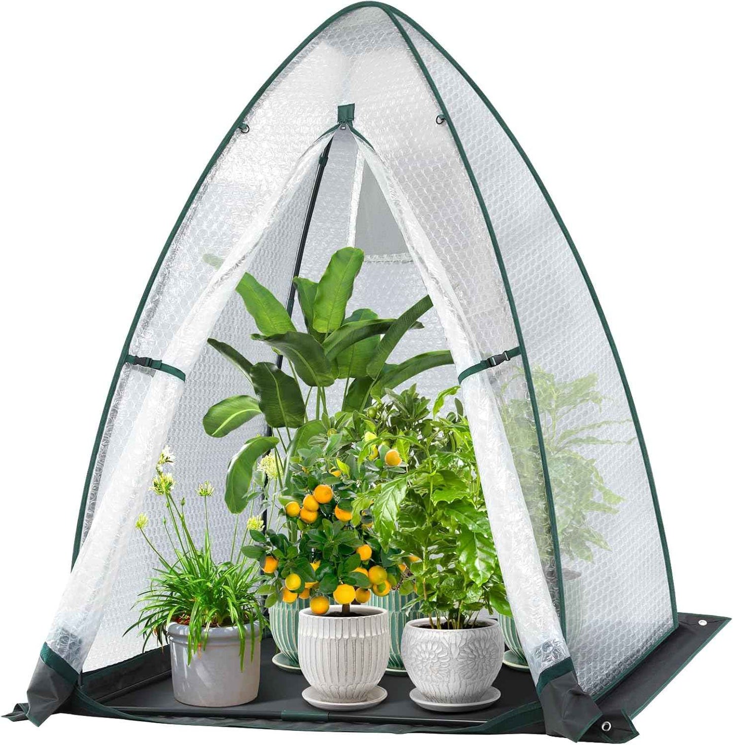 Green House for Outside Heavy Duty, Ohuhu Portable Walk-in Winter Greenhouse with Thick PE Bubble Cover - Small Greenhouses Outdoor for Plants Winter Protection