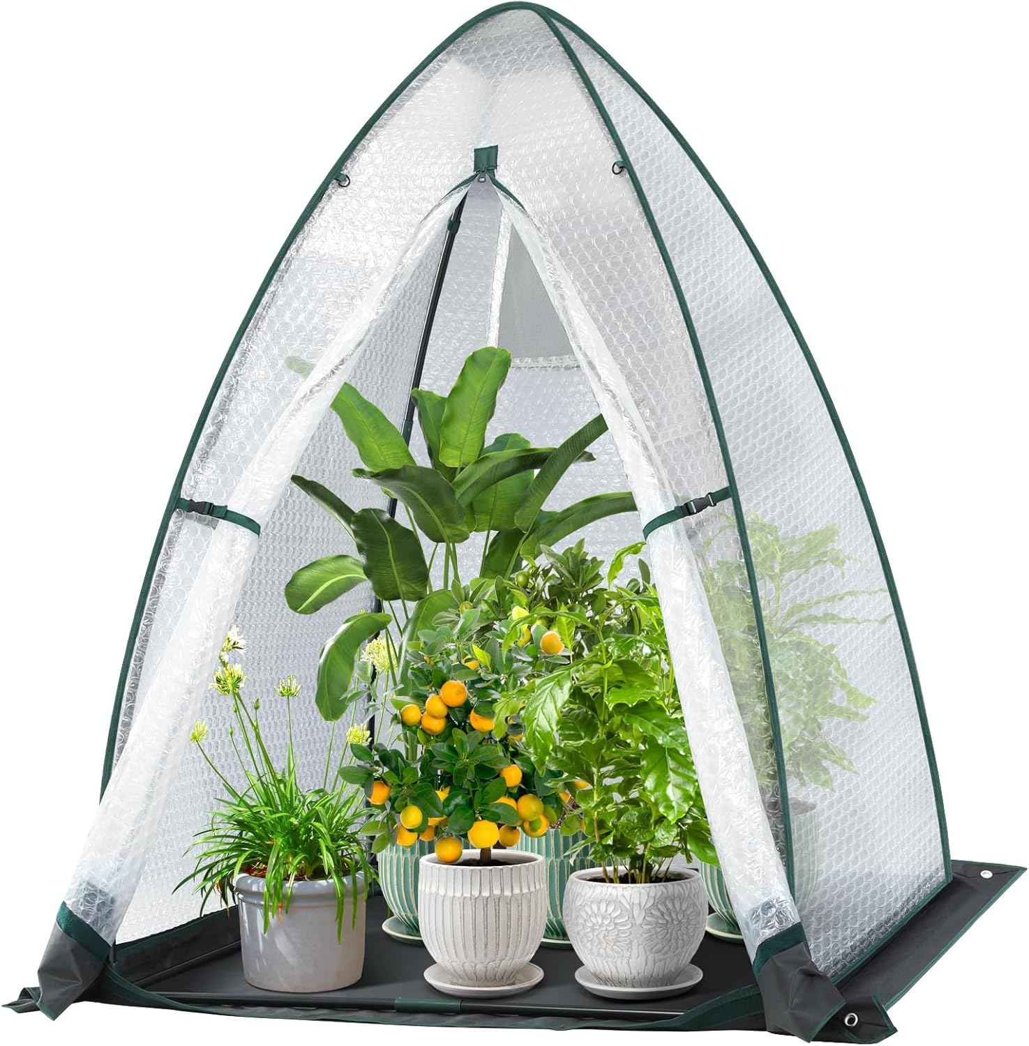 Green House for Outside Heavy Duty, Ohuhu Portable Walk-in Winter Greenhouse with Thick PE Bubble Cover - Small Greenhouses Outdoor for Plants Winter Protection