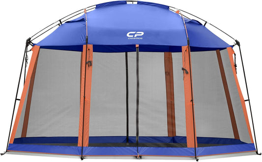 CAMPROS CP Screen House 13 x 13 Ft Screened Mesh Net Wall Canopy Tent Screen Shelter Gazebos for Patios Outdoor Camping Activities - Blue