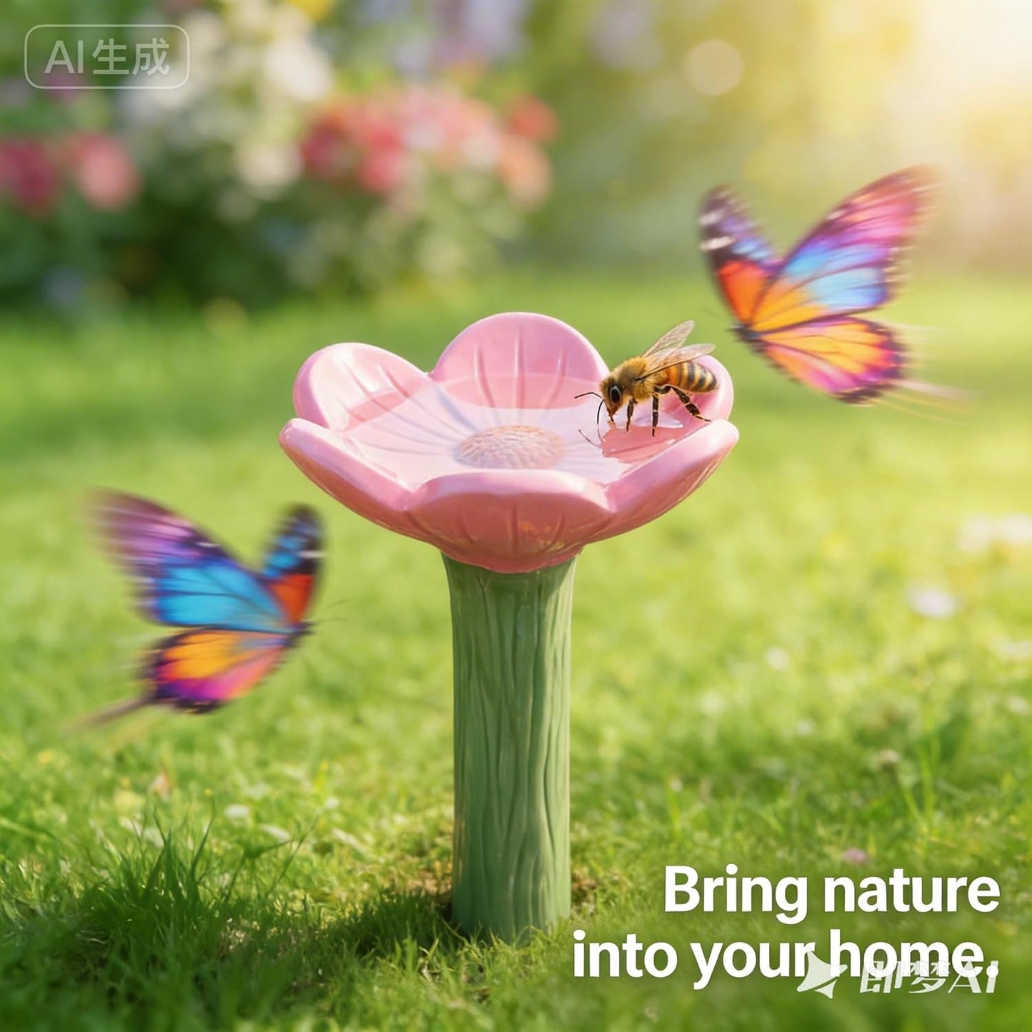 Bee Watering Station for Garden Insect Drinking Cups Flower-Shaped Bee Water for Bees Butterflies Bee Watering Station Feeder with Stake Base (5pcs Mix)