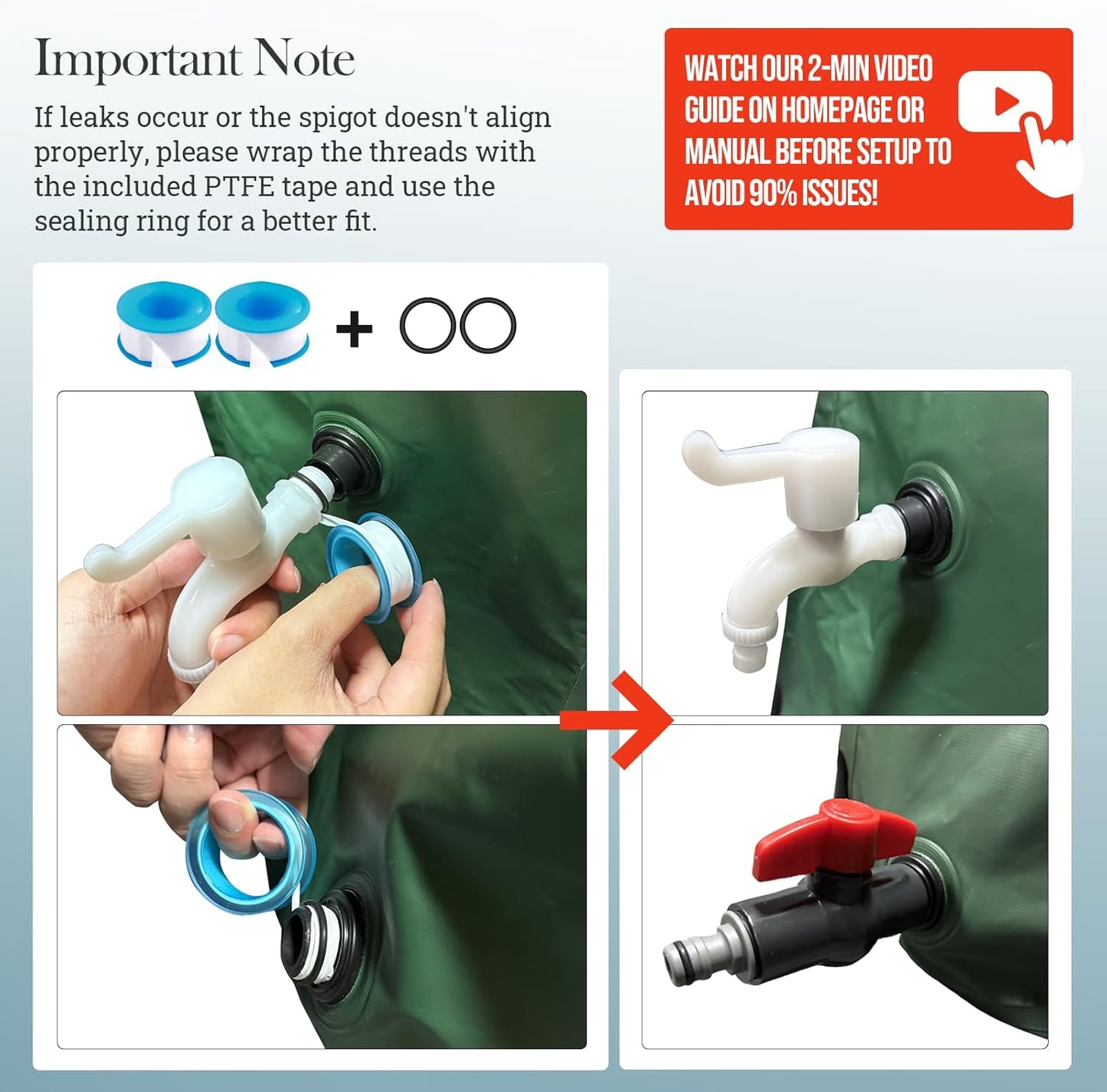 53 Gallon Collapsible Rain Barrel, SKM Portable Rain Water Collection Barrel for Garden/Outside/Lawn, PVC Rainwater Collection System Water Tank Storage Container with Spigots & Overflow Kit, Green