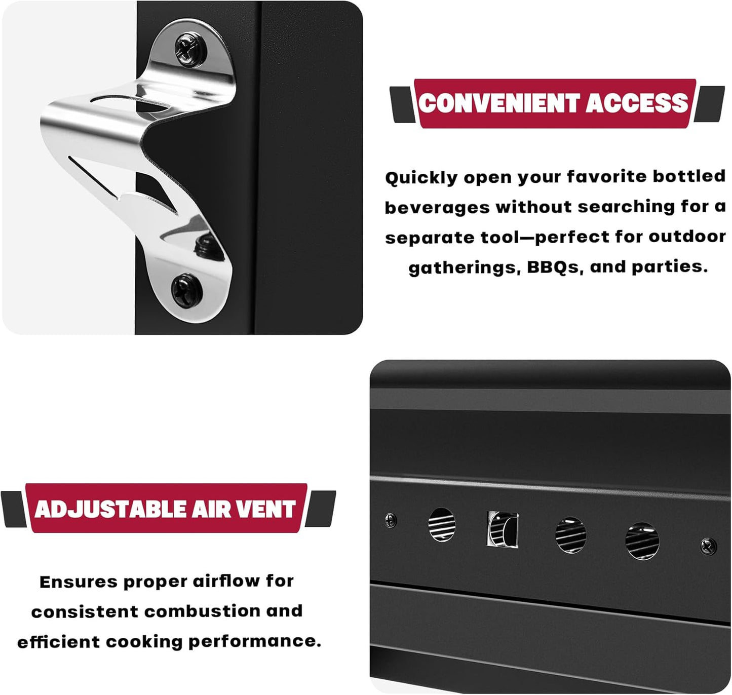 Charcoal Grill, BBQ Grill Charcoal Grill with Pull-Out Grease Tray for Outdoor Patio Backyard (Black)