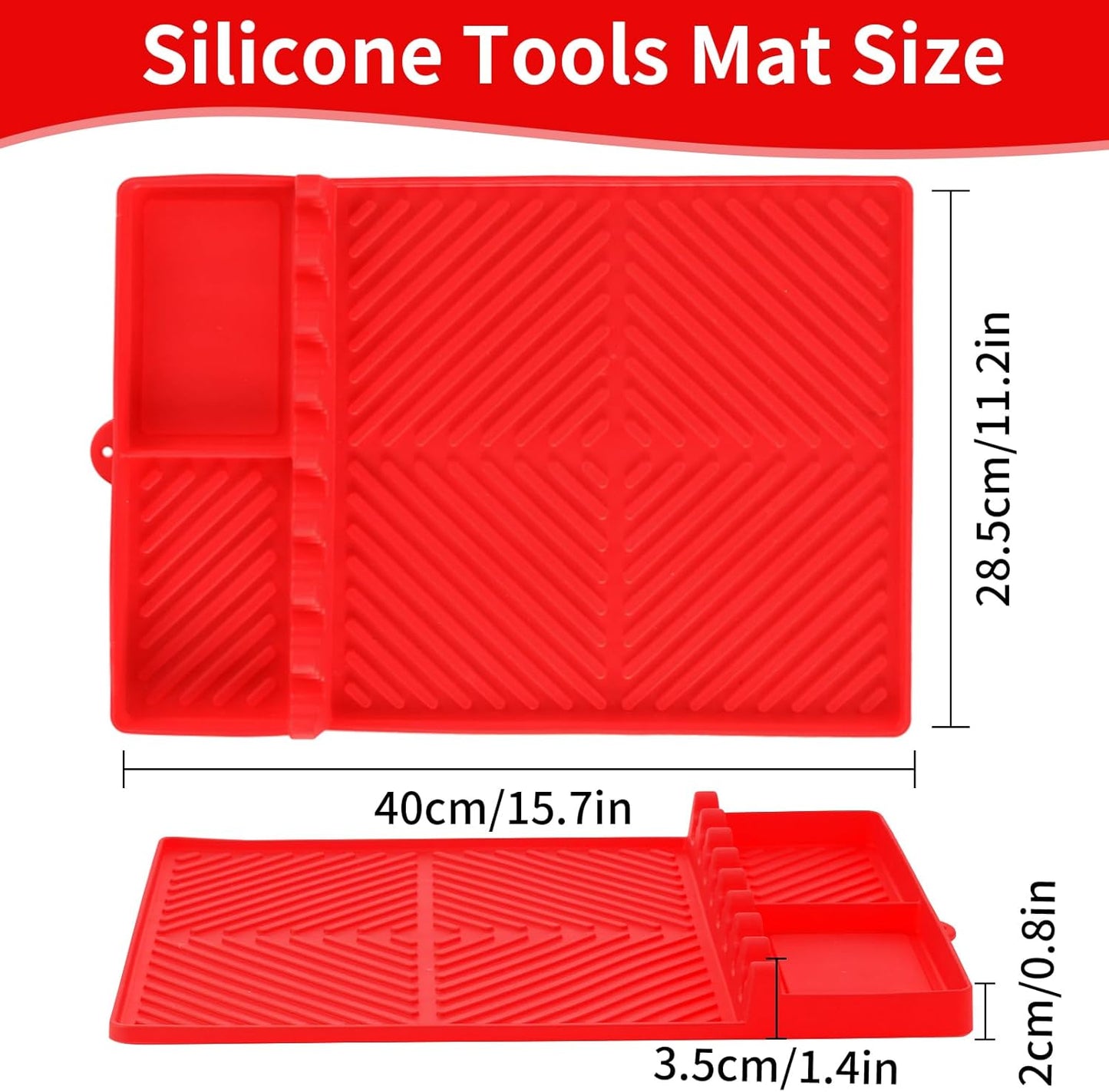 Griddle Mat Barbeque Grill Accessories Tools for Blackstone, Side Shelf Mat Grill Pad for Outdoor Grill Kitchen Counter Spatula Silicone Mat with Drip Pad for Kitchen, Cooking, Countertop (Red)