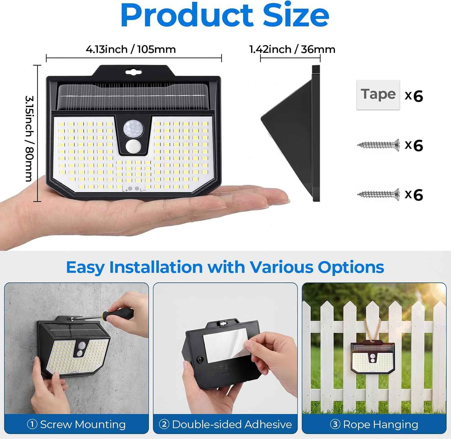 Brightever 4-Pack Solar Lights Outdoor Motion Sensor, Super Bright Outdoor Solar Lights Waterproof, 3 Lighting Modes Security Wall Lighting for Outside House, Pathway, Garden, Walking Dog, Fence