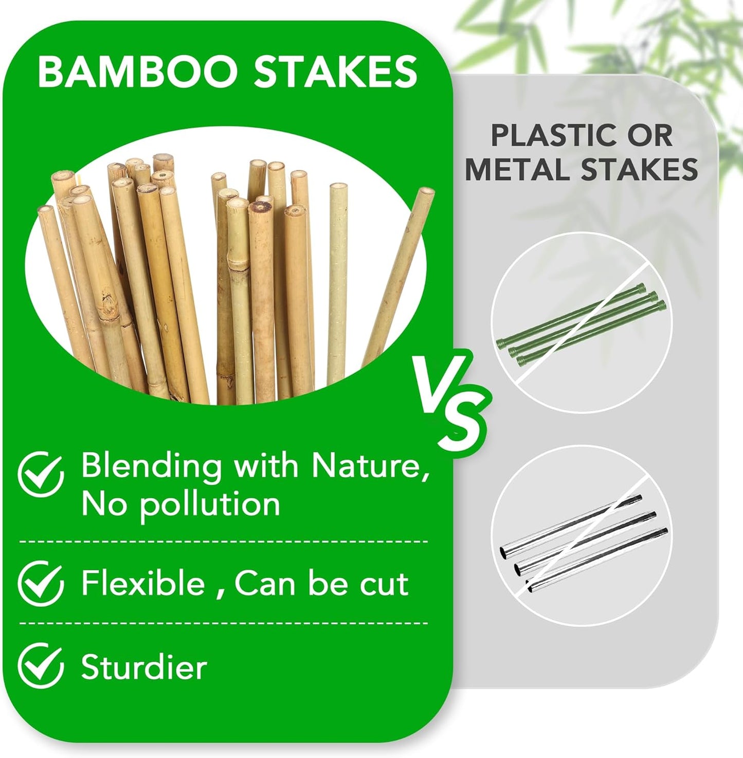 SWANGSA 40 Pack Bamboo Stakes for Plant 3 Feet,Bamboo Sticks Plant Support Garden Stakes Poles with 200pcs Twist Ties for Tomatoes, Beans, Flowers, Potted Plants, Indoor and Outdoor Climbing Plants