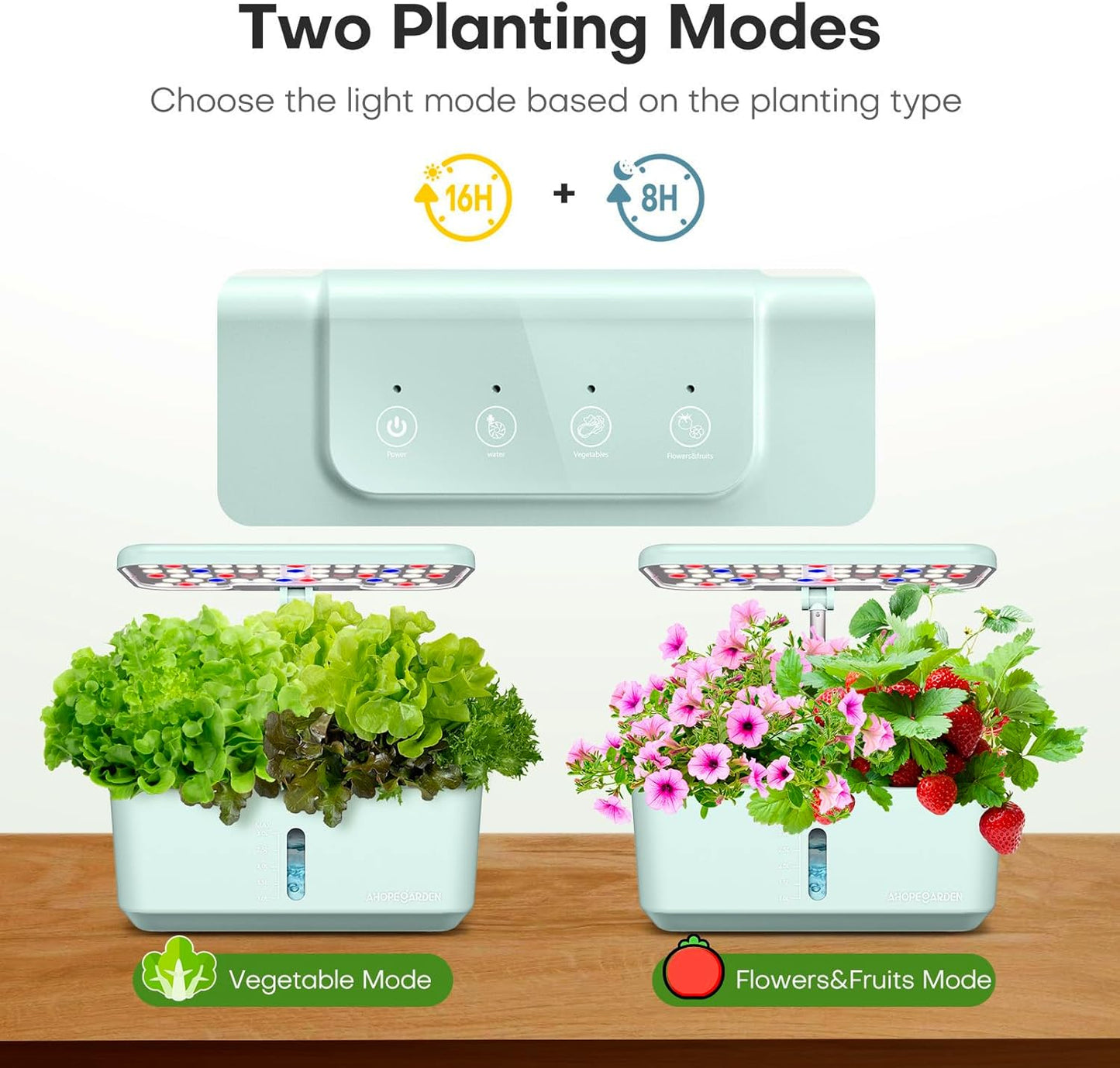 Ahopegarden Indoor Garden Hydroponics Growing System: 10 Pods Plant Germination Kit Herb Vegetable Growth Lamp Countertop with LED Grow Light - Hydrophonic Planter Grower Harvest Lettuce