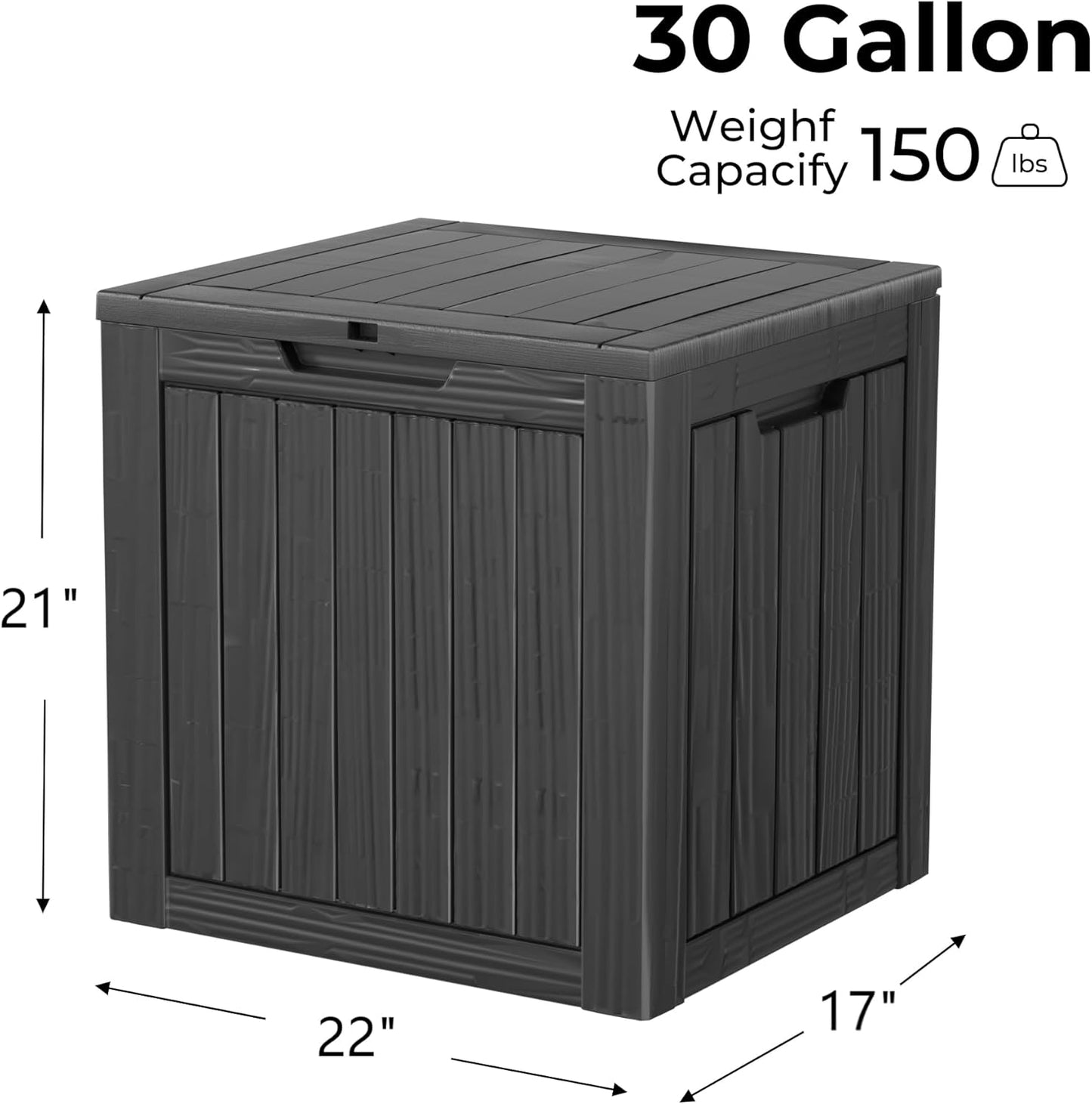 35 Gallon Waterproof Large Resin Deck Box Indoor/Outdoor Lockable Storage Container and Seating for Garden, Pool, and Patio (35 Gallon, Black)