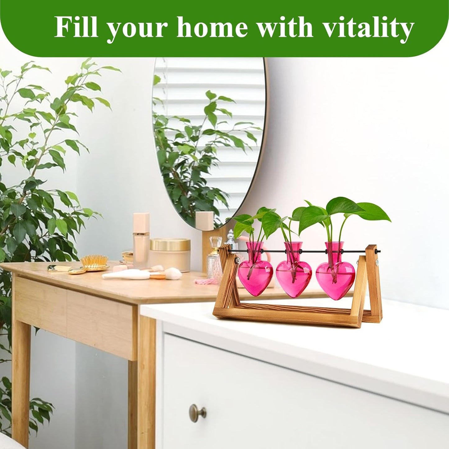 XXXFLOWER Plant Terrarium Propagation Stations Unique Gifts for Women Wife Mom Plant Lovers 3 Heart Shaped Vases for Hydroponics Home Garden Office Decor(Plants NOT Included)
