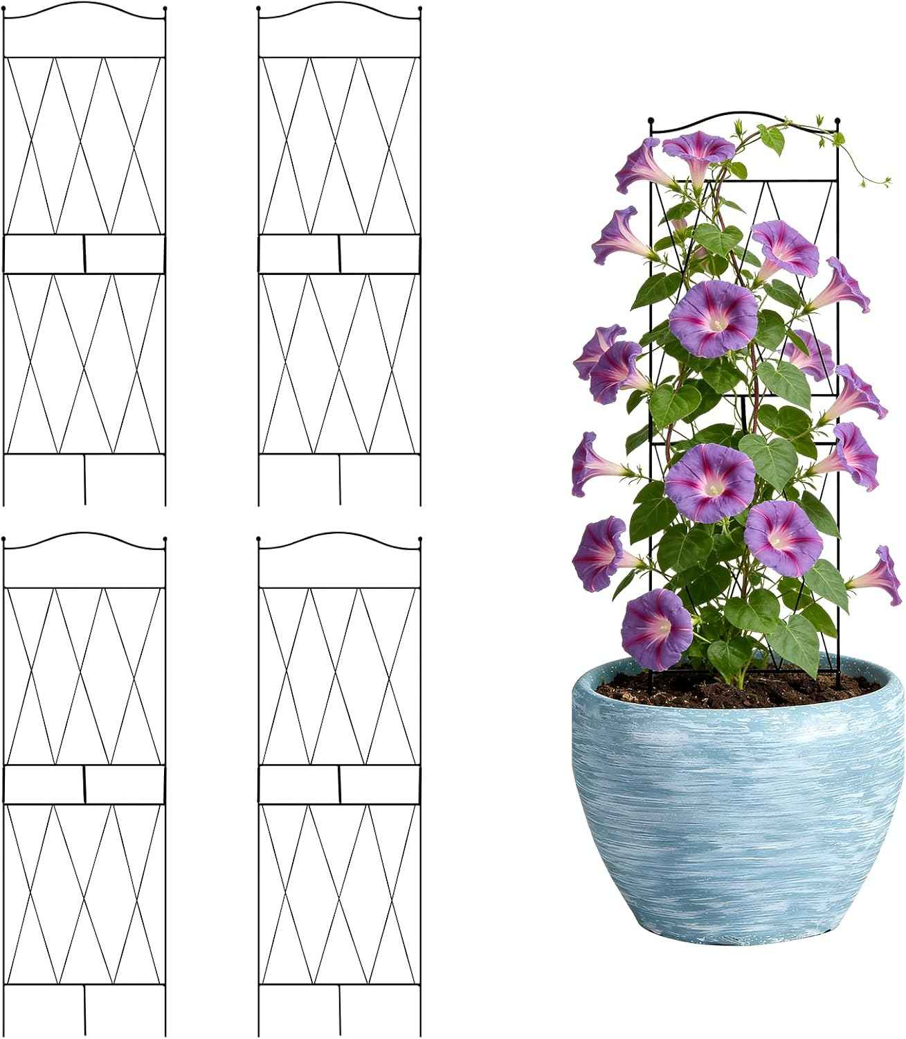 32 Inch Metal Plant Trellis for Climbing Plants, 4 Pack Garden Trellis, Decorative Support for Pothos, Monstera, Ivy, Flowers & Houseplants，Indoor & Outdoor