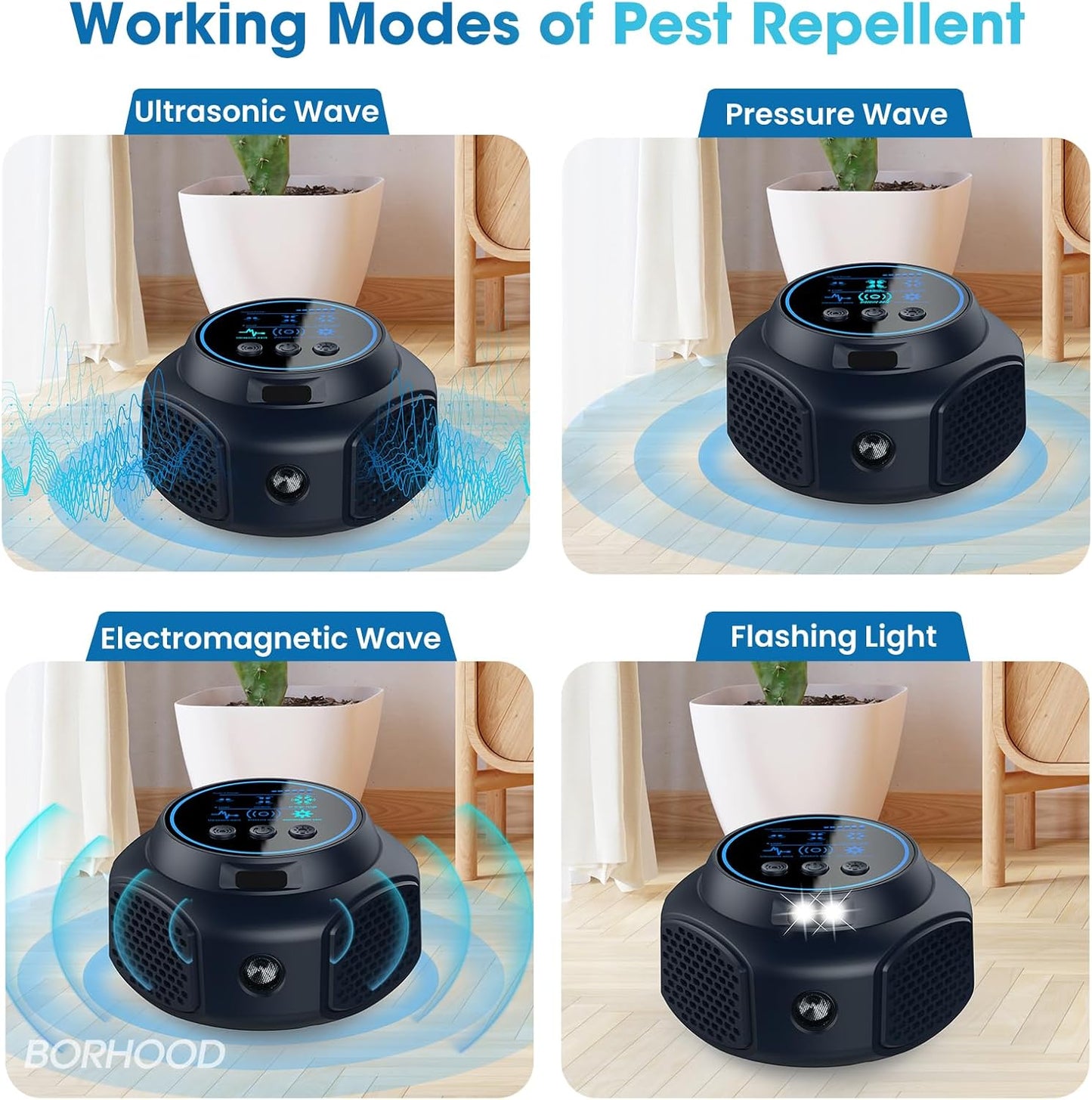 Ultrasonic Pest Repellent Plug in, Indoor Pest Rodent Control for Mouse Mice Rat Squirrel Bat Roach Spider Ant Bug, Electronic Repelling Device Mouse Traps for House Kitchen Garage Basement