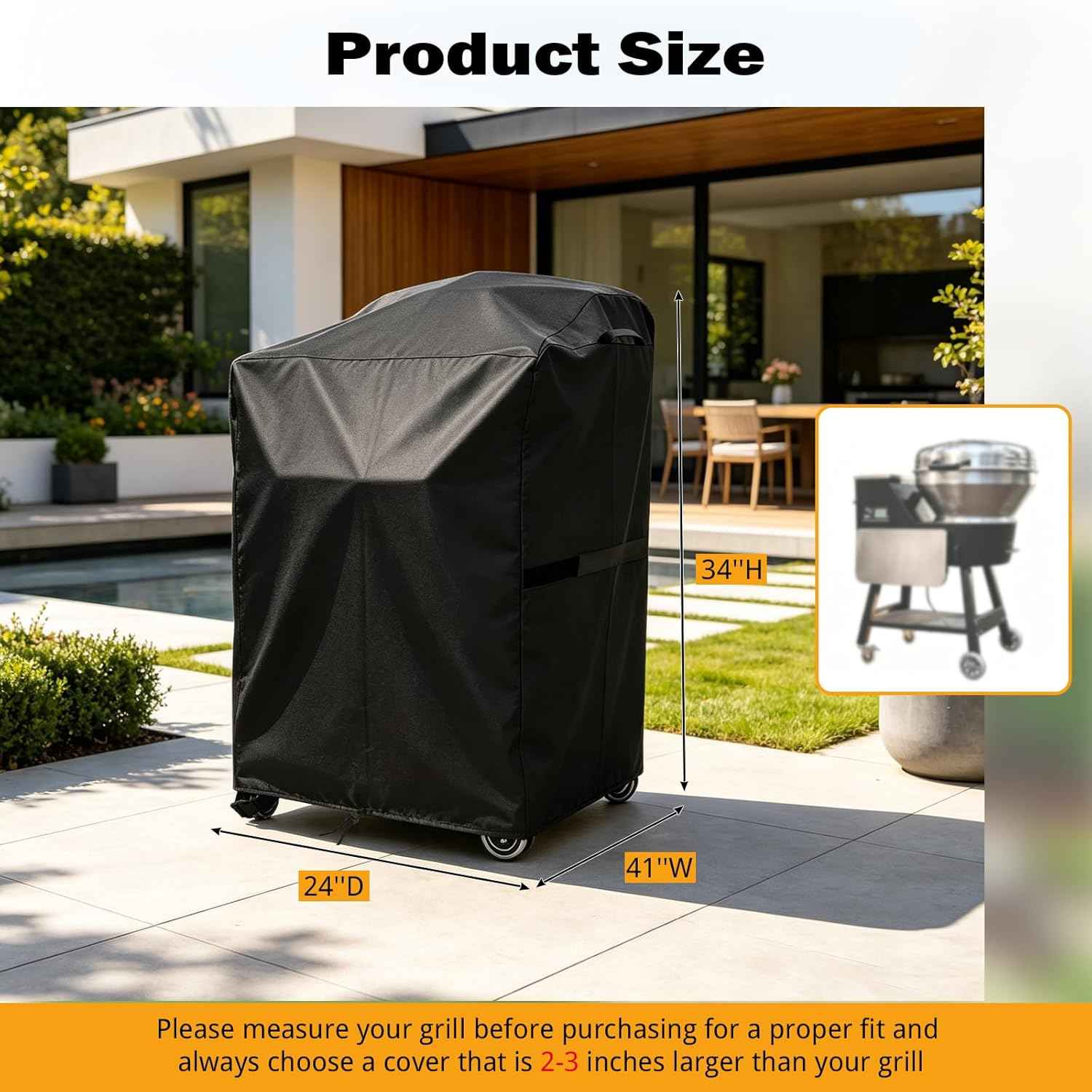 BBQ Grill Cover Fits for Recteq RT-B380 & RT-B380X Bullseye Wood Pellet Grill, Heavy Duty Grill Cover for Outdoor Grill, 40" L x 23" W x 34" H Grill Accessories for Outdoor Grill