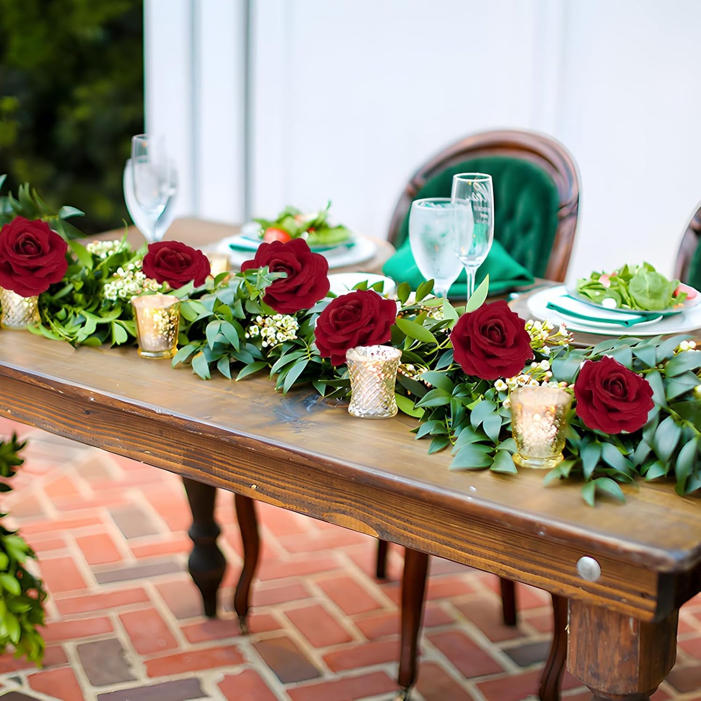 25PCS Red Rose Artificial Flower Heads 7 CM Velvet Rose Flowers Real Look Rose Flower Heads for DIY Wedding Home Party Baby Shower Decor(Red)