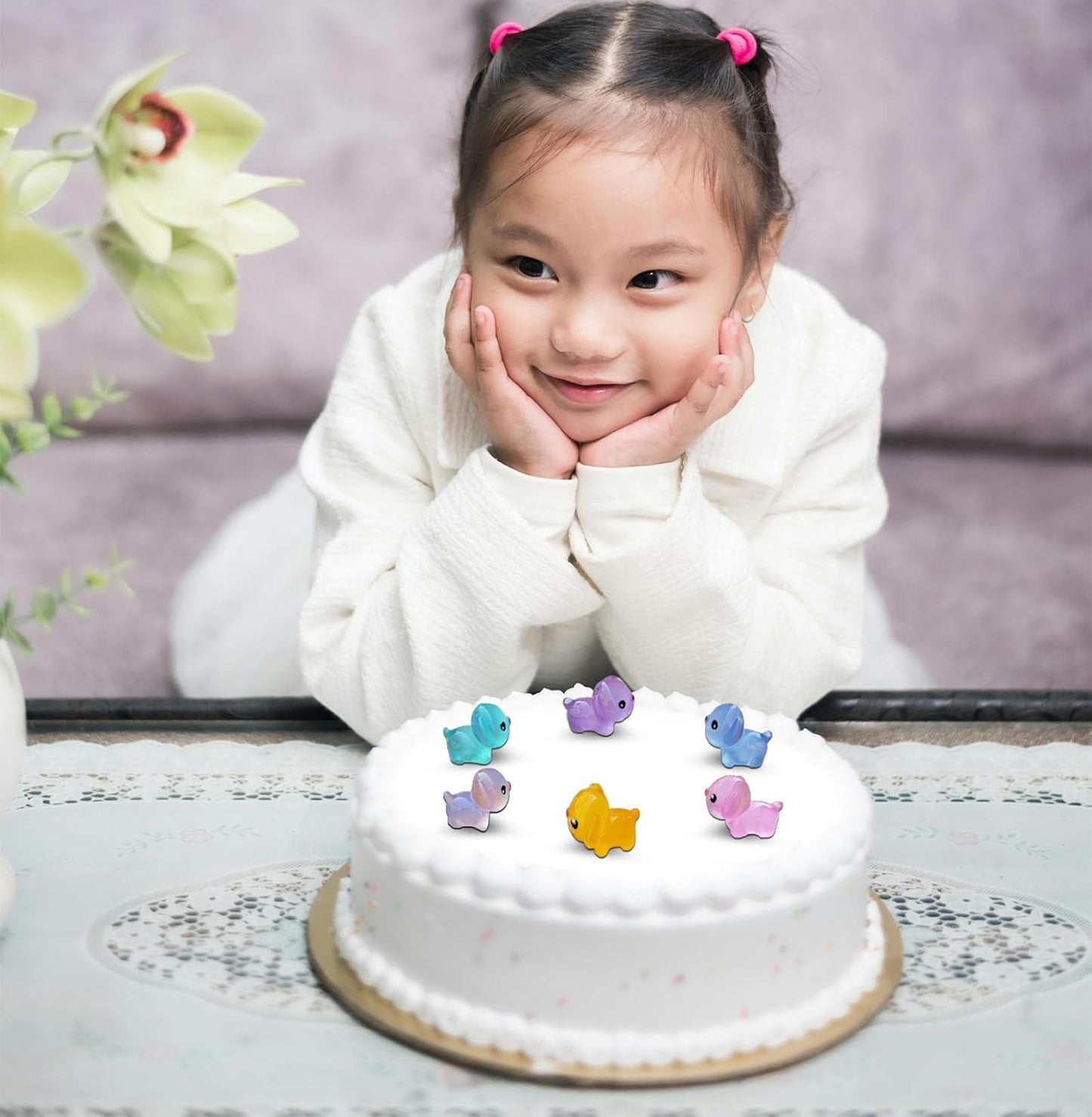 40 Pcs Luminous Mini Resin Dogs, Glow in The Dark Tiny Dogs for Garden Miniatures, Fairy Garden, Office Pranks and Dog Cake Toppers