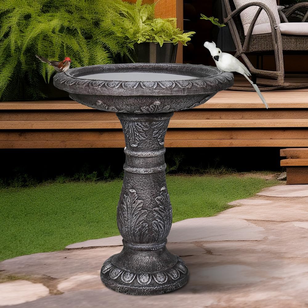 Outdoor Bird Bath for Garden Decoration - 24.4" H * 20" Φ Bird Bath for Outside, Classical Birdbath Patio or Yard
