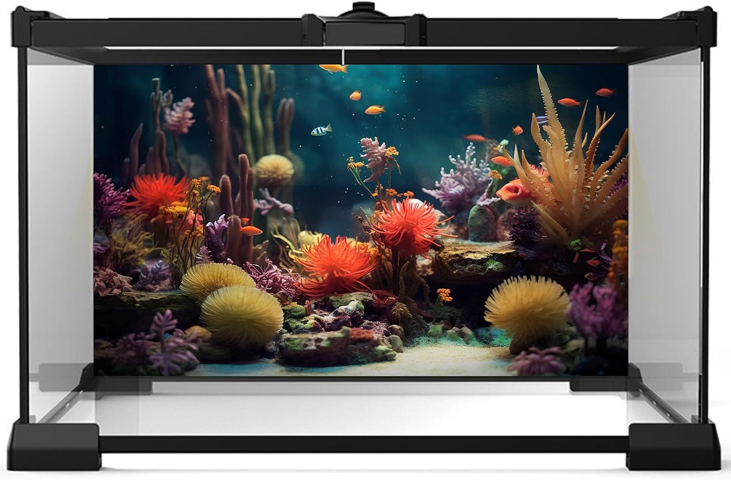 Aquarium Background Beautiful Colorful Coral Reef Aquatic Plants Terrarium Background Rock Tropical Fish Jungle Style Fish Tank Background Colorful Under Water View Aquarium Backdrop Vinyl 24x12in