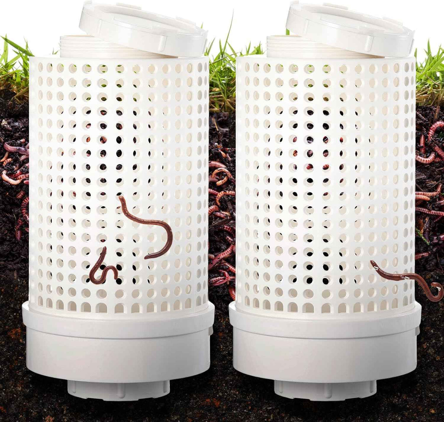 Blosssound 2 Pcs Inground Worm Composter Outdoor Farm Compost Bin Reducing Food Waste Composting Systems Sustainable Worm Composter for Raised Garden Beds at Home (11.81 x 6.3 x 6.3 Inch)