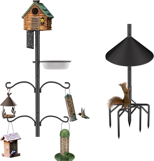 Bird Feeder Pole Stand,95 Inch House Pole for Outdoors Weather Station,Heavy Duty Metal Mount Kit Adjustable Multifunctional Bird Feeder Stand