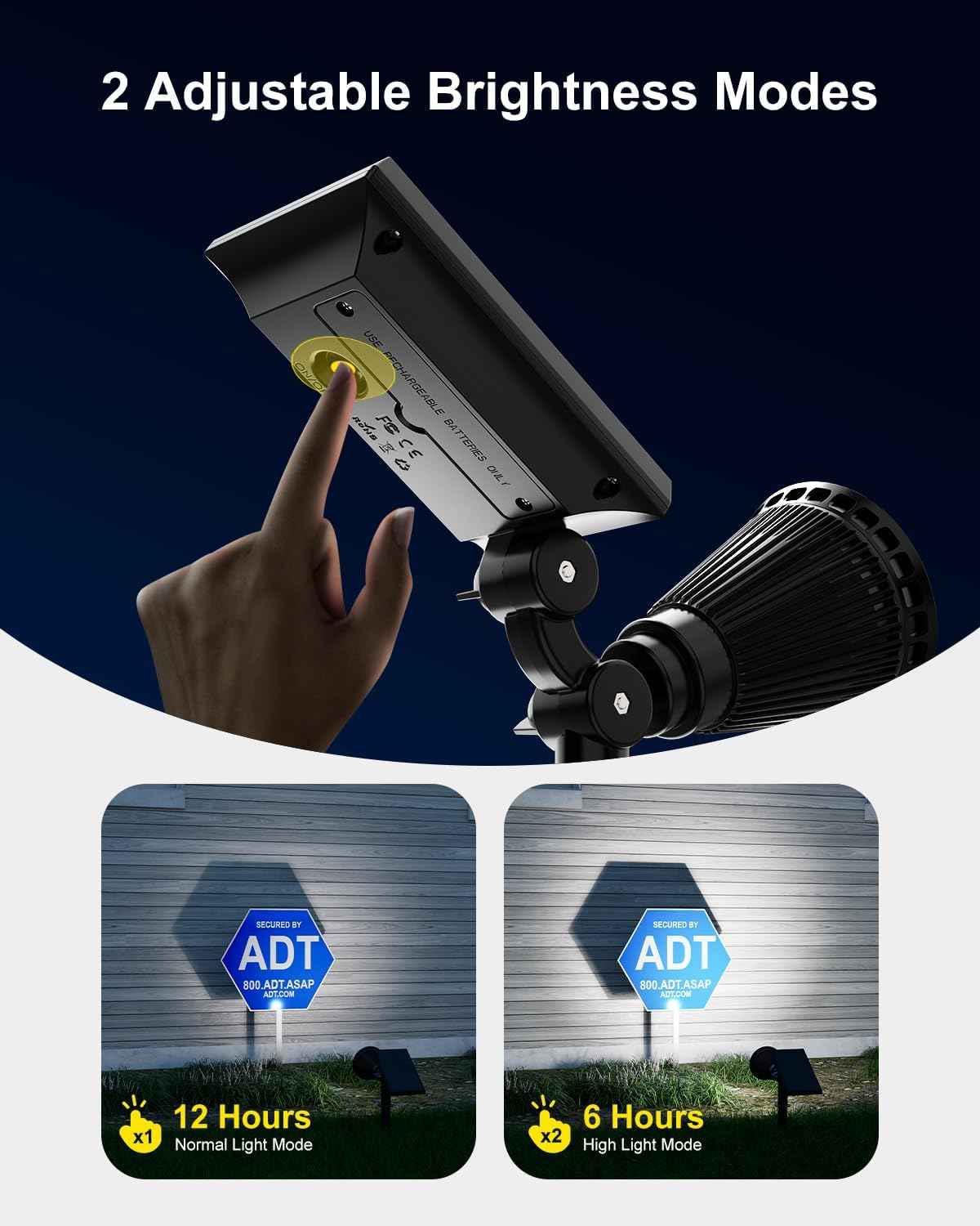 4 Pack Solar Spotlights Outdoor Waterproof for Tree, Statue, Flower, Pot, Bush, Wall, Bright LED Outside Landscape Flood Lights for Security Uplighting Yard, Garden, Driveway, Walkway, House, Fence