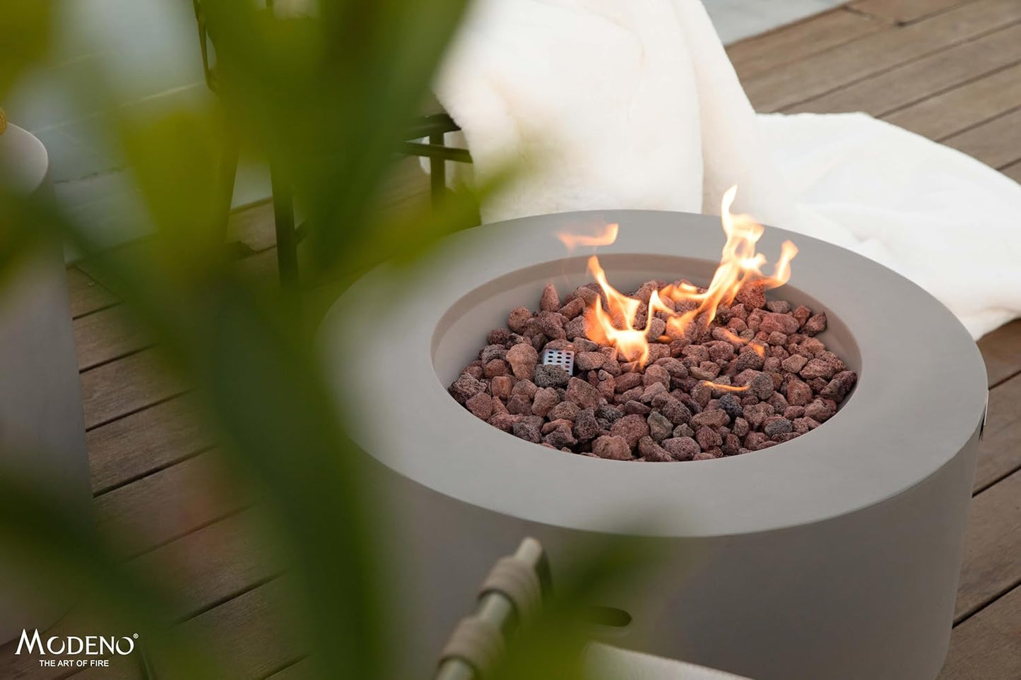 AMS Fireplace | Modeno | Waterford | Firepit Table | Cover and Lava Rocks Included | (Fuel: Liquid Propane Gas - Light Gray)