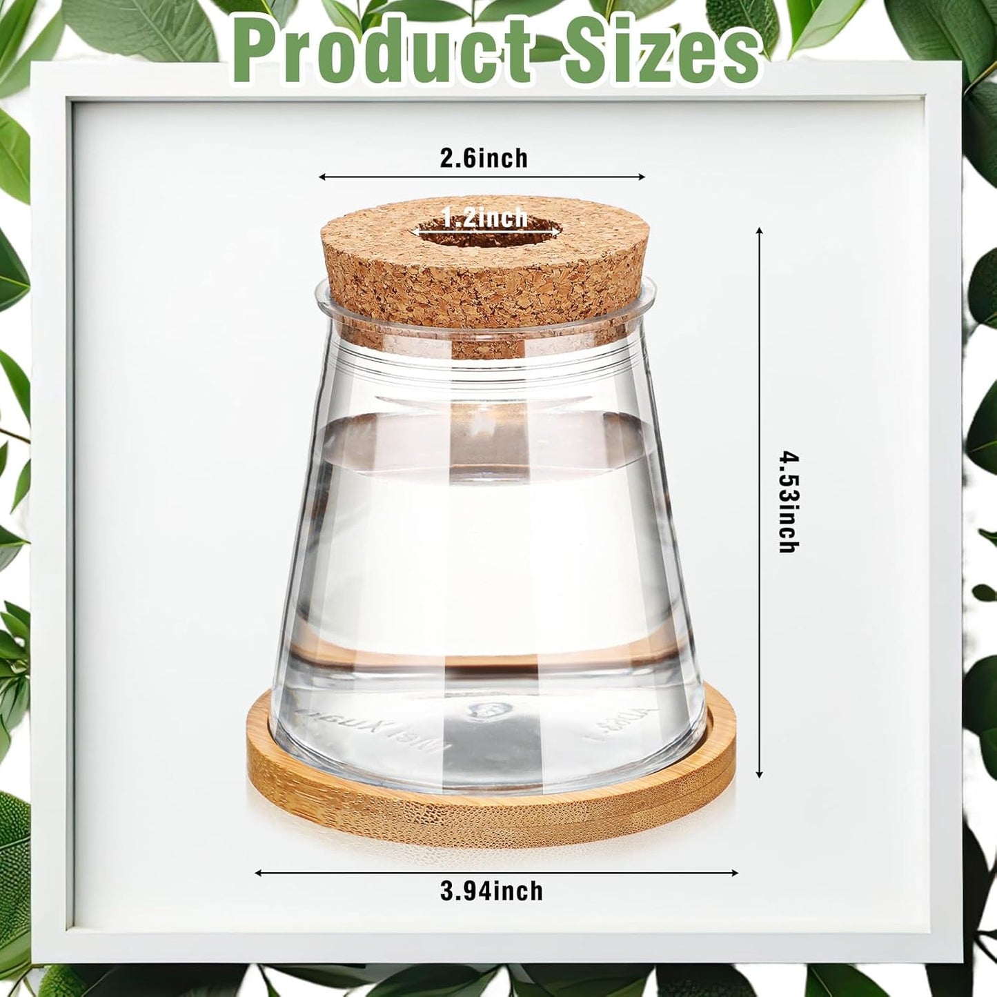 Baderke 12 Packs Plastic Desktop Vase with Hole Lid and Bamboo Stand Plant Propagation Stations Plant Growing in Water Hydroponic Home Office Table Decoration (Fresh Style)