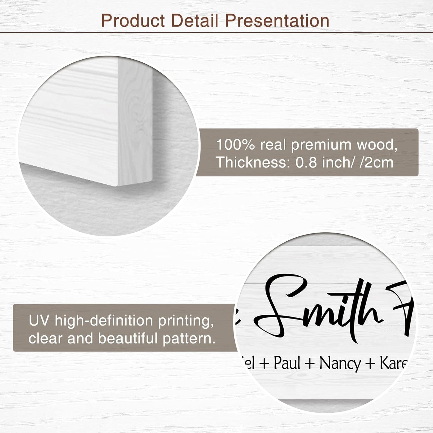 Bemaystar Personalized Family Name Wooden Sign, Rustic Farmhouse Decor - Home & Wedding Gift, 16" x 6"