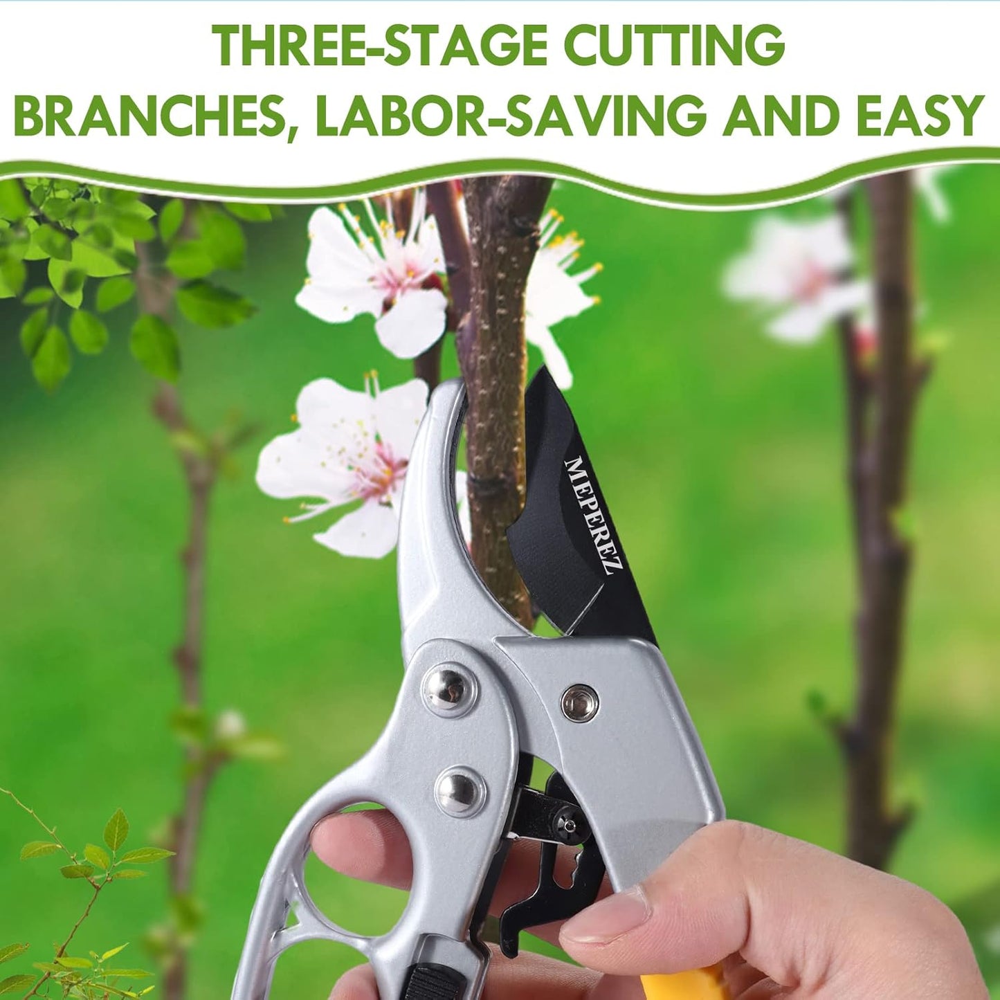 Ultra Sharp Germany Steel Pruning Shears - Cuts 3X Easier, Weak Hand Arthritis Snips, Rust-Resistant, Effortlessly 1-Inch Cut Capacity Garden Scissors, Ergonomic Handle (2 pack-yellow)