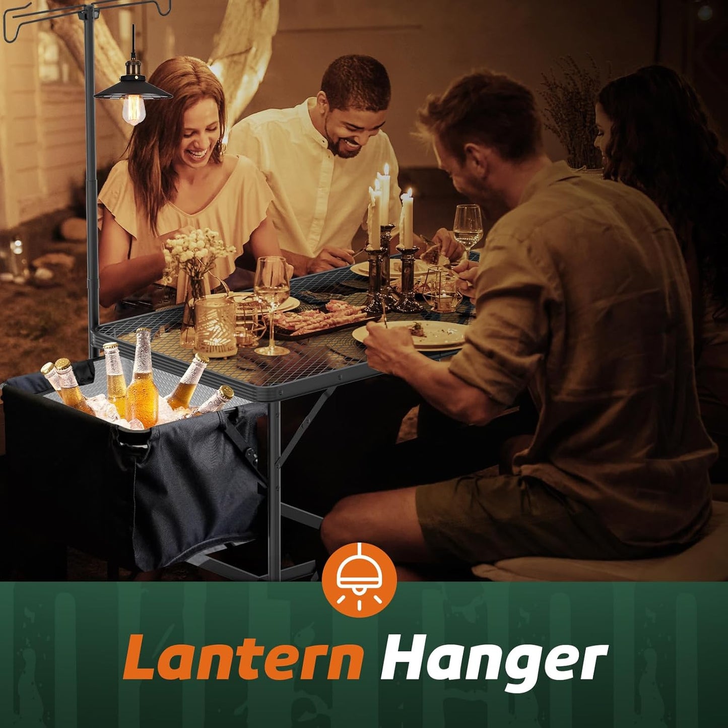 Folding Table with Sink and Double Shelf, Camping Table Height Adjustable Folding Grill Table, Portable Outdoor Table for Picnic,Camping,BBQ,Beach,69 x20 x32 Inches(Black)