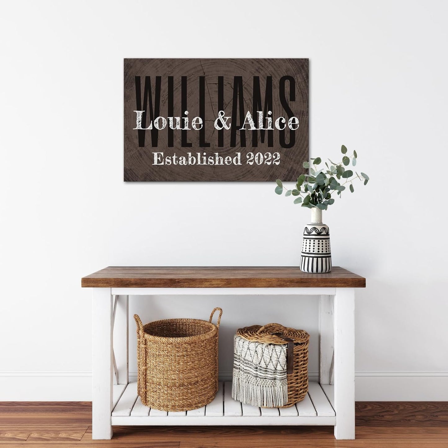 iLOOKLiKE Personalized Last Name Signs with Couple's Names Wall Art Custom Family Established Date Canvas Prints Framed Unique Wedding Anniversary Housewarming Gifts for Home Decor 16×24inch