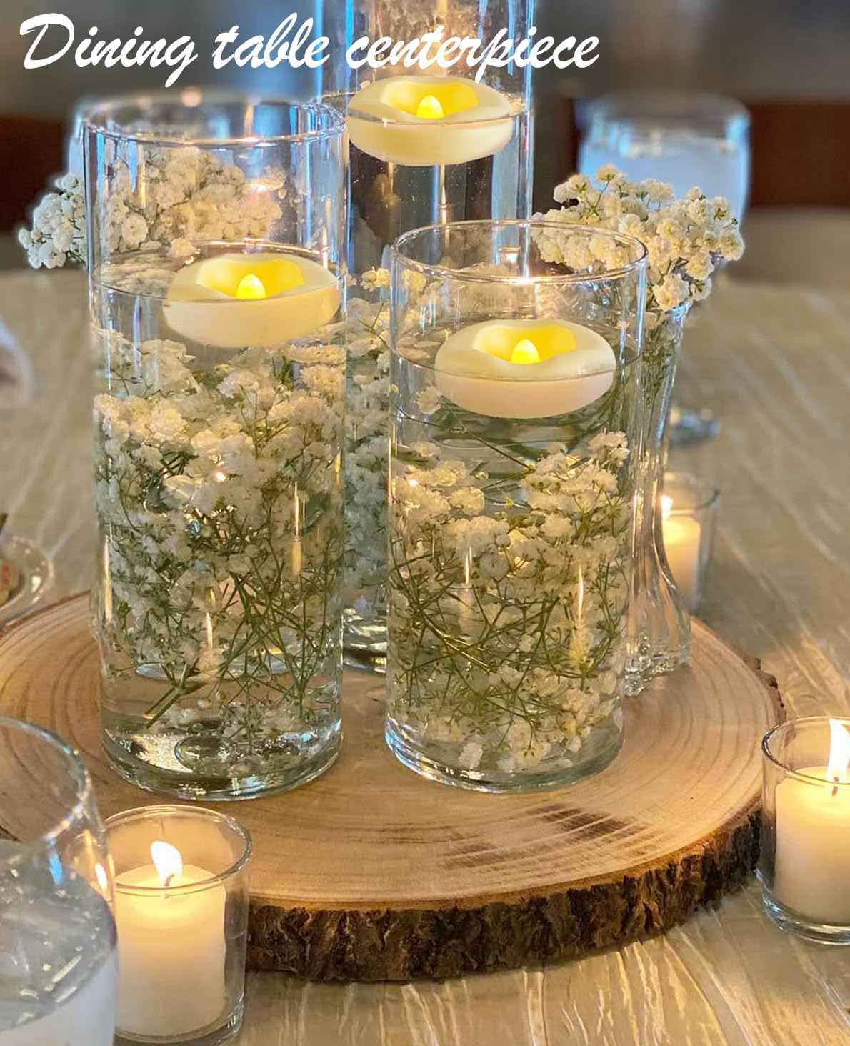 48-Pack 2” Floating Candle, 200 Hour Water Activated Warm White Battery Powered Flameless LED Floating Candle Floating for centerpieces/Bathtub/Pool/Fountain