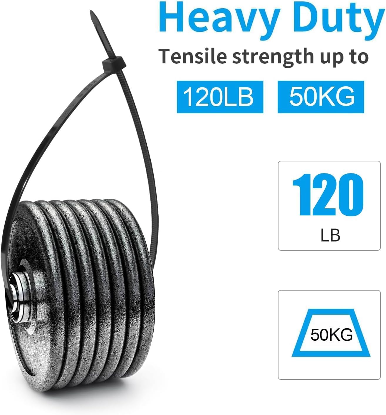 XINGO 14 Inch Black Zip Ties Heavy Duty 100 Pack, 120 LBS Tensile Strength, Premium Nylon Cable Wire Ties, Self-locking Plastic Ties for Indoor and Outdoor Use