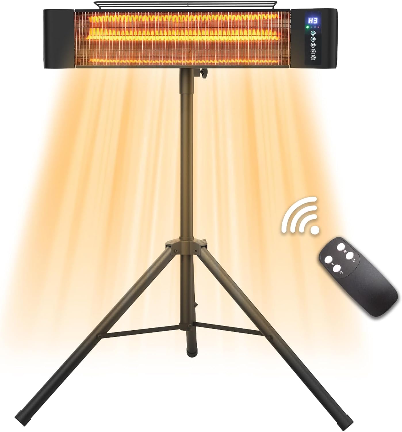 Infrared Outdoor Heater 1500W Wall Mounted & Standing Heater with Tripod IP65 Waterproof & Dustproof 3 Settings 12 Timer for Patio Backyard WEWARM