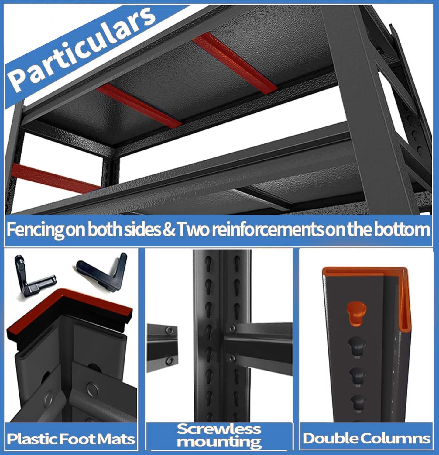 Garage Shelving Metal Storage Shelves 3000LBS 5-Tier Shelving Units Heavy Duty for Basement, Commercial, Warehouse, Industrial, Black