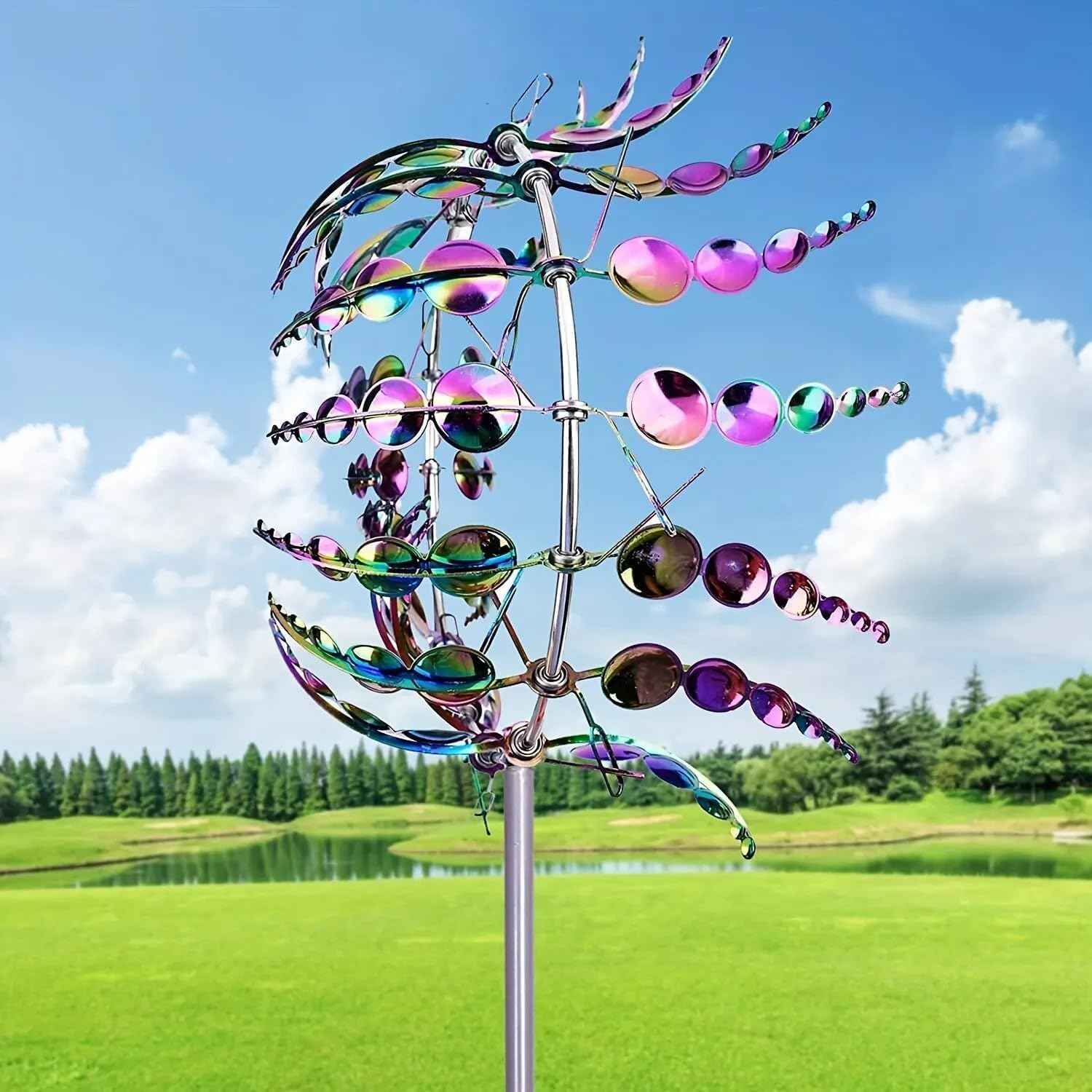Magical Metal Windmill for Backyards,3D Kinetic Wind Sculpture for Yard & Garden, Outdoor Metal Windmill Decor with Spinning Blades for Patio, Lawn, Backyard