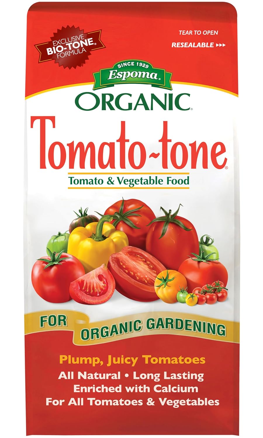 Espoma Organic Tomato-Tone 3-4-6 with 8% Calcium. Organic Fertilizer for All Types of Tomatoes and Vegetables. Promotes Flower and Fruit Production. 4 lb. Bag - Pack of 2
