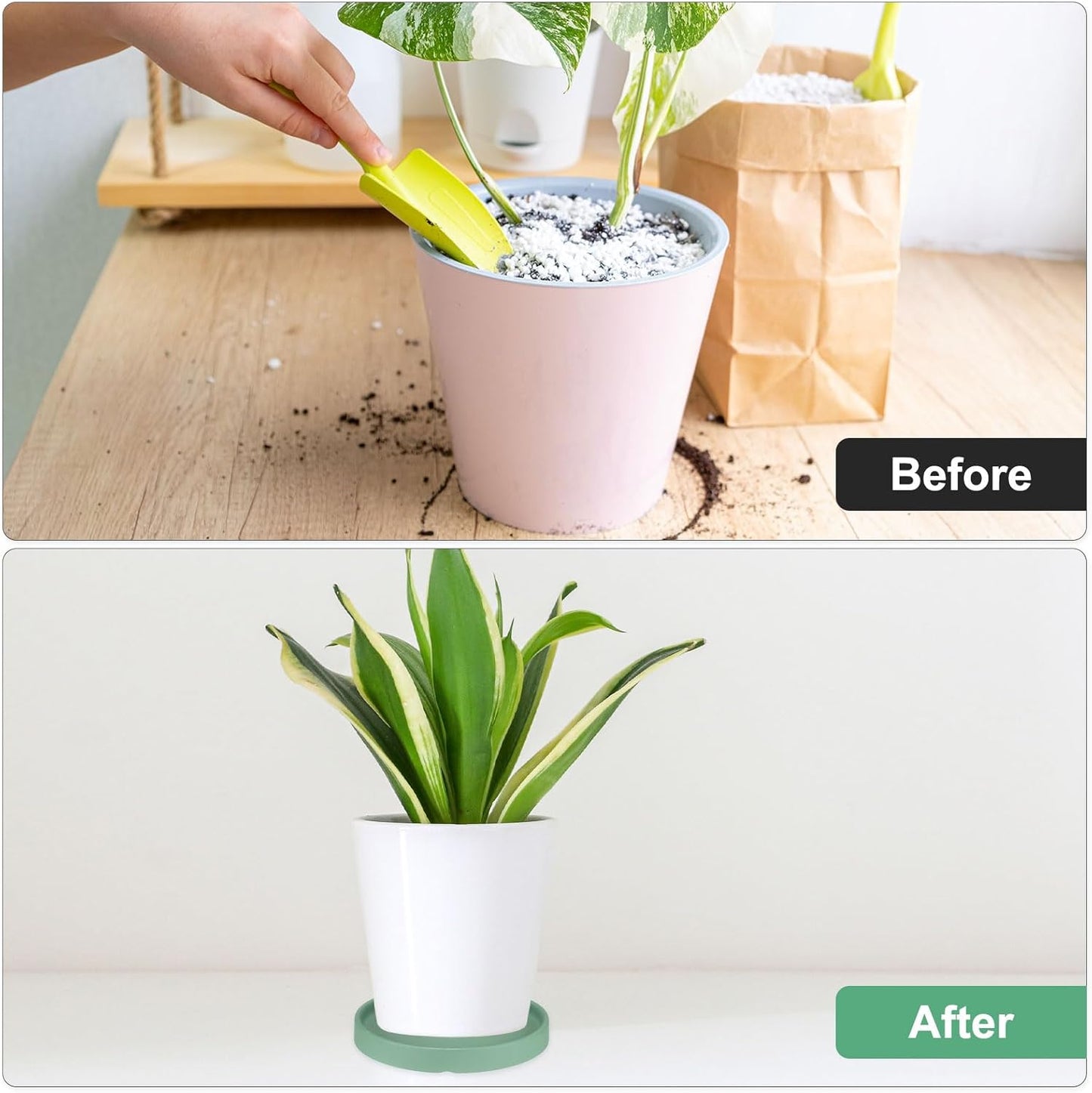 M METERXITY Ceramic Plant Saucer, 6.3 Inch Plant Water Catcher Tray, Plant Pot Saucers for Indoor/Outdoor Plants/Flower Drainage Drip Water Tray [Round Green Blue]