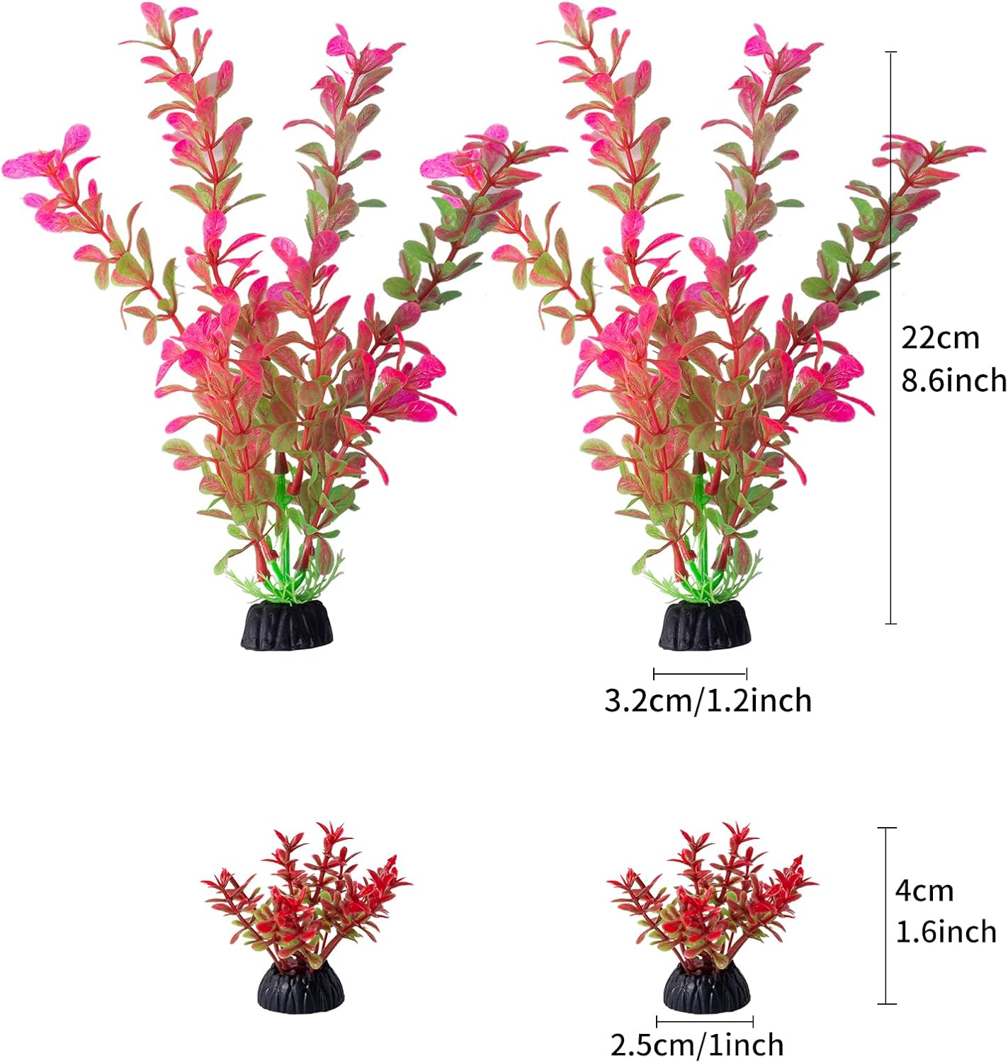 COMSUN 25 Pack Artificial Aquarium Plants, Small Size 4 inch Approximate Height Fish Tank Decorations Home Décor Plastic Red