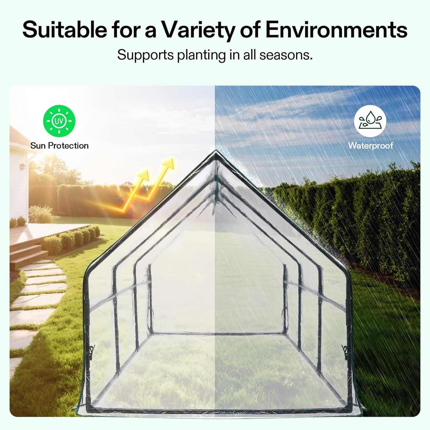 VIVOSUN Portable Mini Greenhouse 94.5x36x36-Inch Tunnels, PVC Cover with Roll-up Zipper Door, for Indoor Outdoor or Garden Plant Growing
