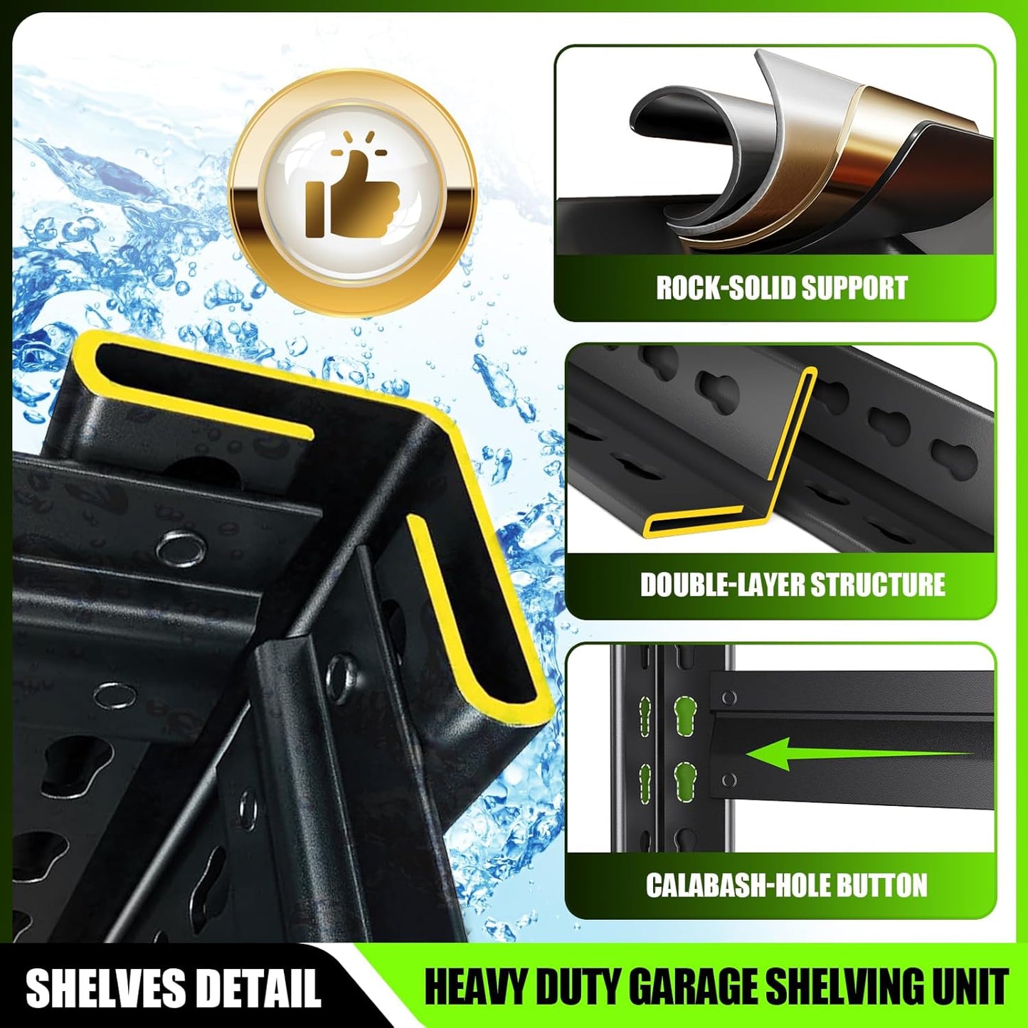 Garage Shelving 2500lb Heavy Duty Shelving Adjustable Metal Shelvings Garage Storage Shelves 5 Tier Utility Shelvin Unit Metal Shelf Rack for Basement Industrial Black 72''H*35.4''W*15.7''D,2 Pack