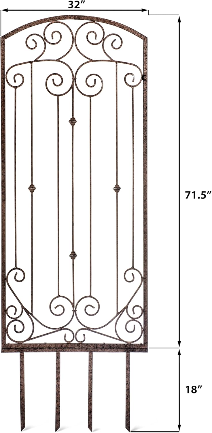 H Potter Garden Metal Wall Art or Trellis for Climbing Plants Outdoor Panel Roses Vines Privacy Includes Brackets for Hanging