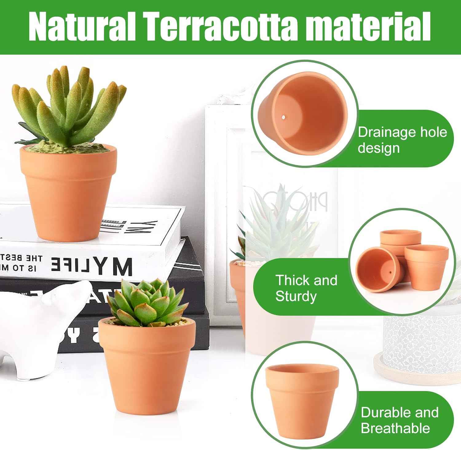 Baxrou Terra Cotta Pots, 24 Pack 3.15 Inch Mini Clay Pot with Drainage Holes,Cactus Flower Nursery Terracotta Pots for Indoor/Outdoor Succulent Plants, Crafts, Wedding Favor