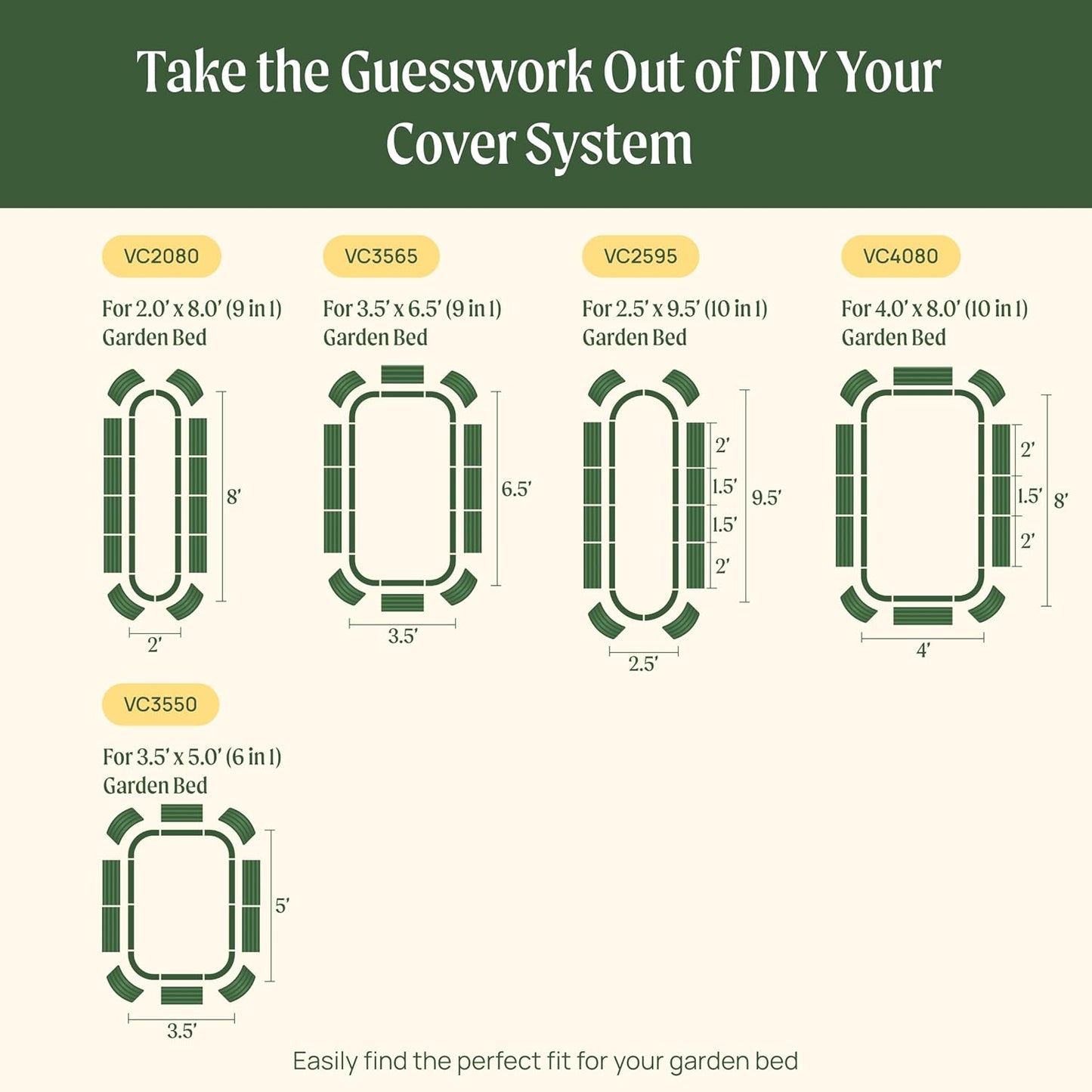 Vego garden Cover System for 2.0' x 6.0' Elevated Rolling Garden Bed-S Series