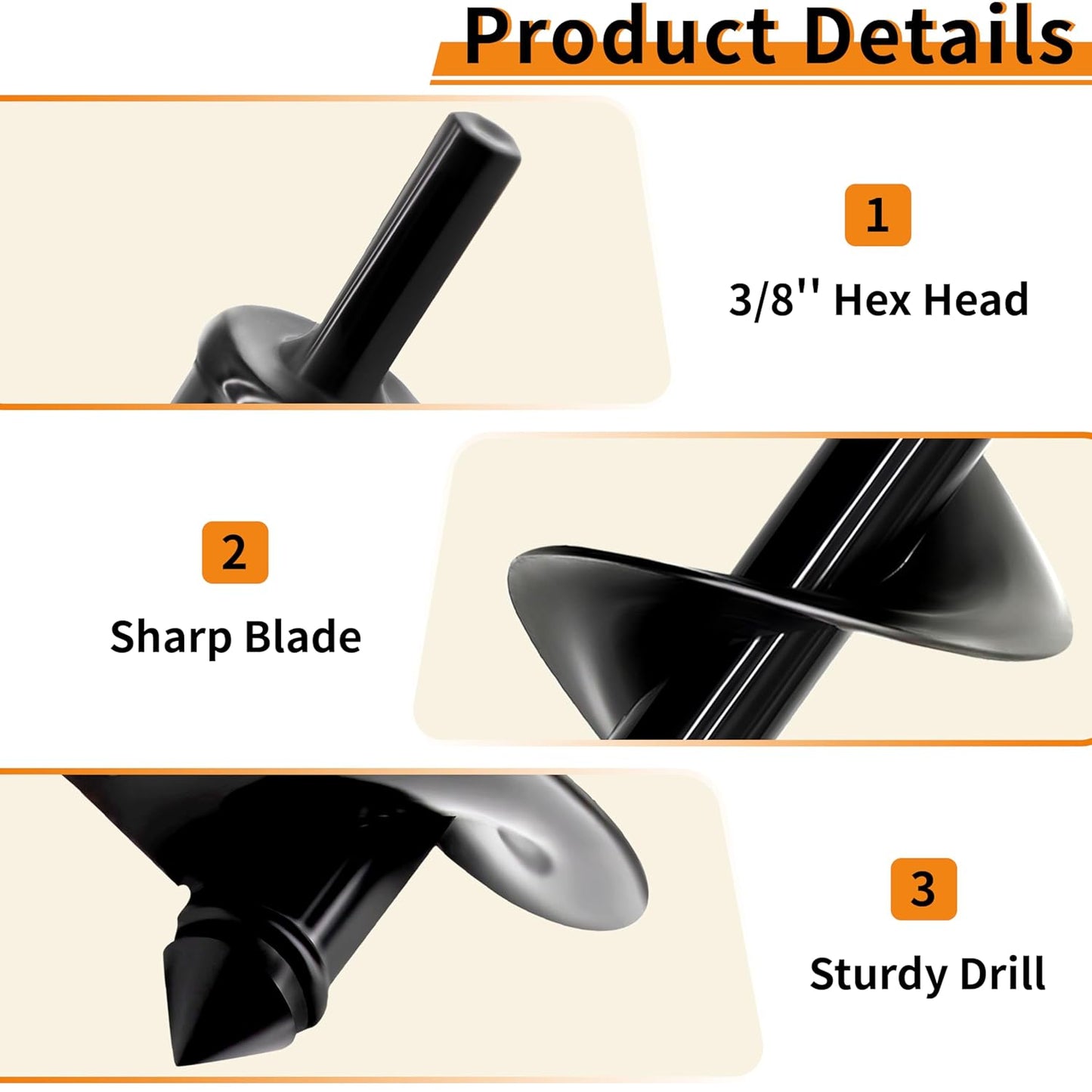 4 x 16 Inch Auger Drill Bit for Planting–Garden Spiral Hole Drill Planter for Bulbs, Bedding Plants & Umbrella Holes|3/8" Hex Drive|The Ultimate Bulb Planter Tool for Cordless Drill