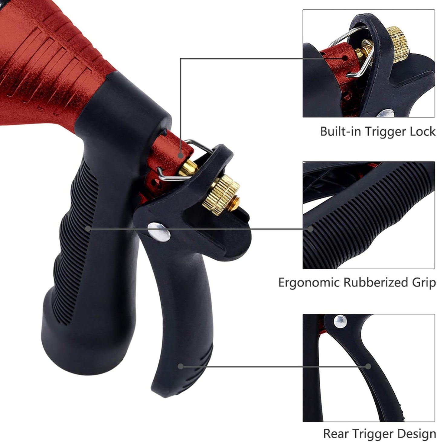GREEN MOUNT Water Hose Nozzle Spray Nozzle, Metal Garden Hose Nozzle with Adjustable Spray Patterns, Perfect for Watering Plants, Washing Cars and Showering Dogs & Pets