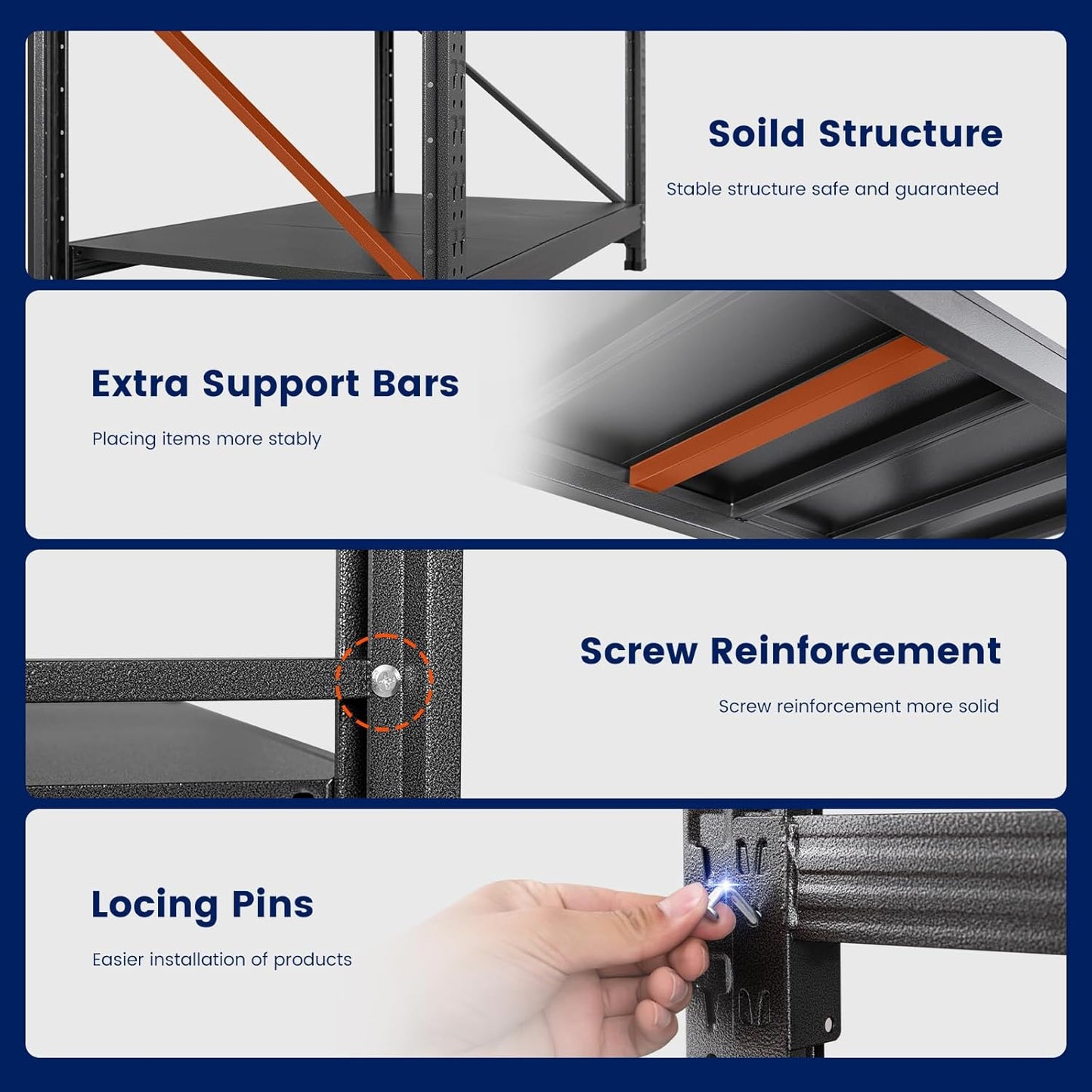 Yizosh 71" W Metal Garage Storage Shelves,5000LBS Heavy Duty 4-Shelf Adjustable Steel Organization Shelving,Utility Rack Shelf,71" W x 24" D x 69" H for Basement,Warehouse,Industrial